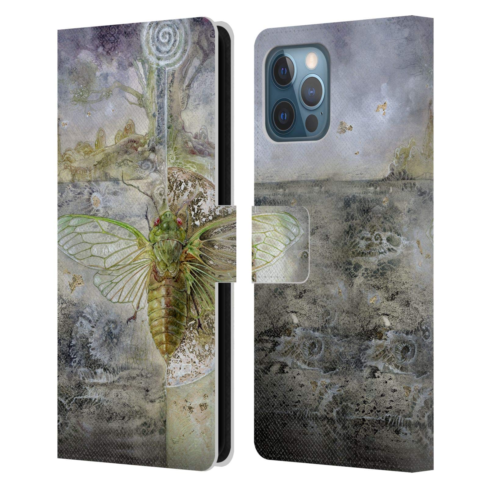 Stephanie Law Cicada Immortal Ephemera Leather Book Wallet Case for iPhone 12 Pro Max – Officially Licensed Head Case Designs | Perfect for Travel, Work & Everyday Protection