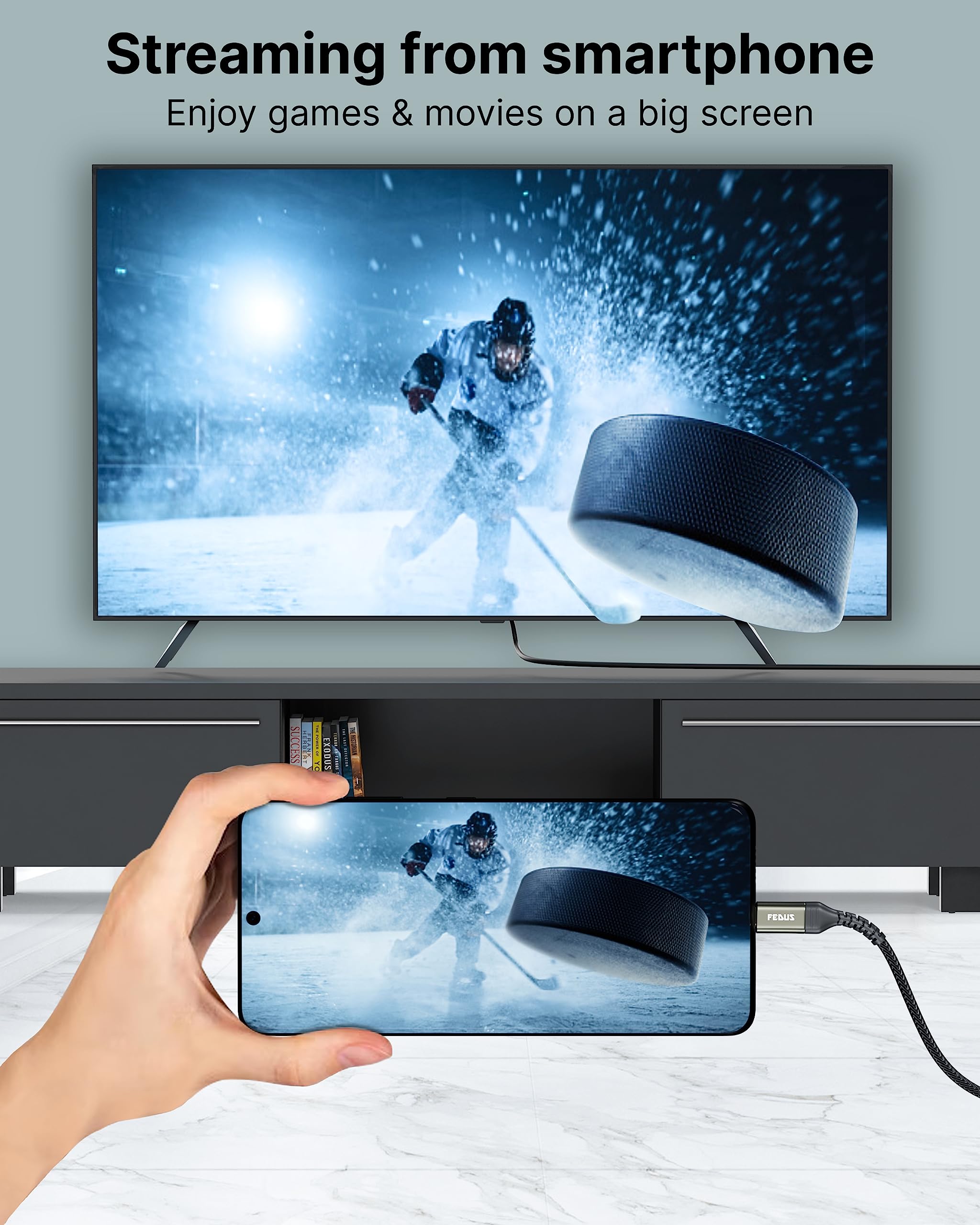 FEDUS USB C to HDMI Cable 3M (10ft) 4K@60Hz Type-C to HDMI Adapter - Compatible with MacBook Pro, iPad Pro, Chromebook, Thunderbolt 3/4, Laptop, TV & Monitor - Ideal for Home Office, Presentations & 4K Video Streaming