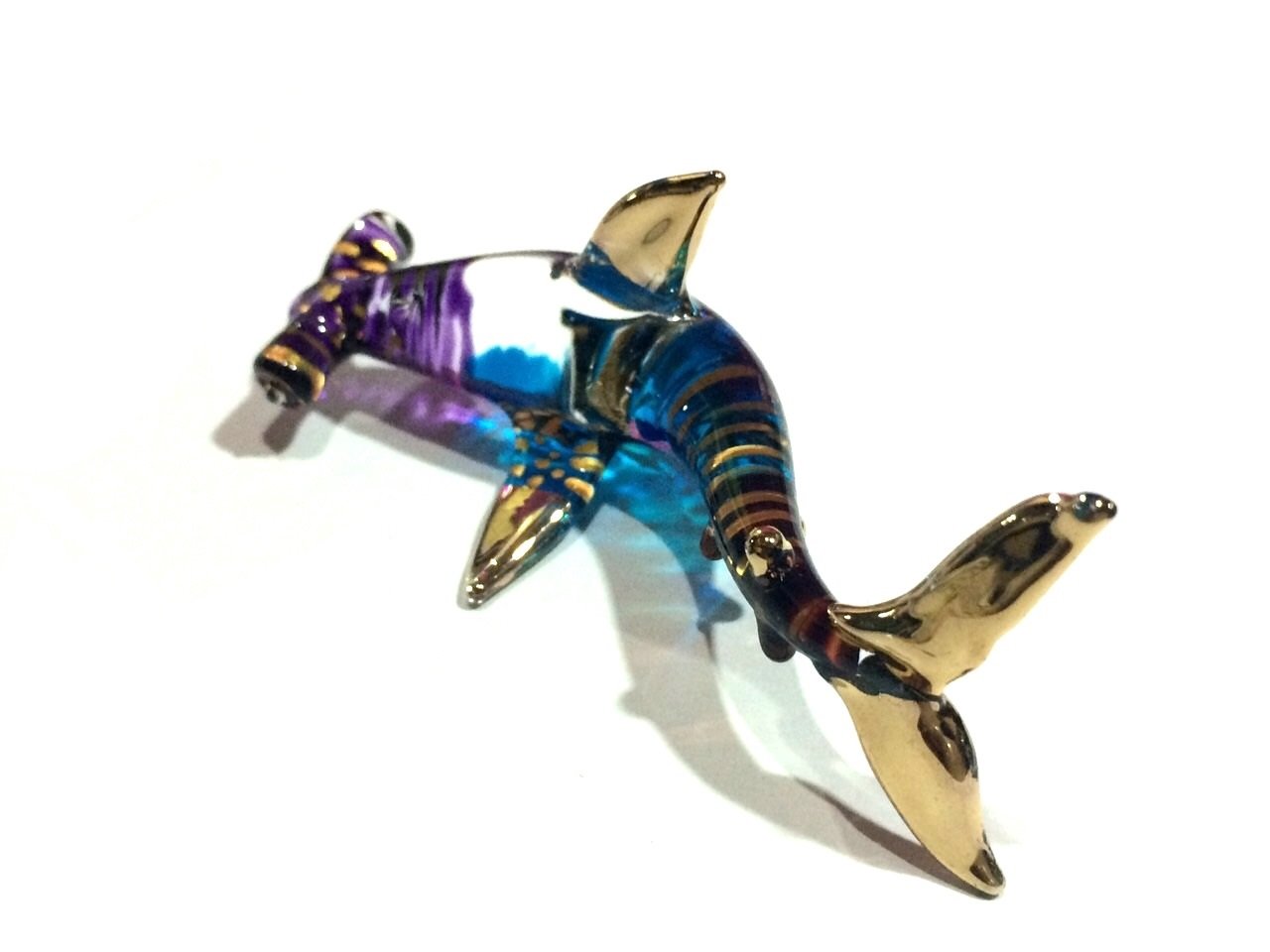 Handmade Hammerhead Shark Glass Figurine - Marine Decor for Home & Office