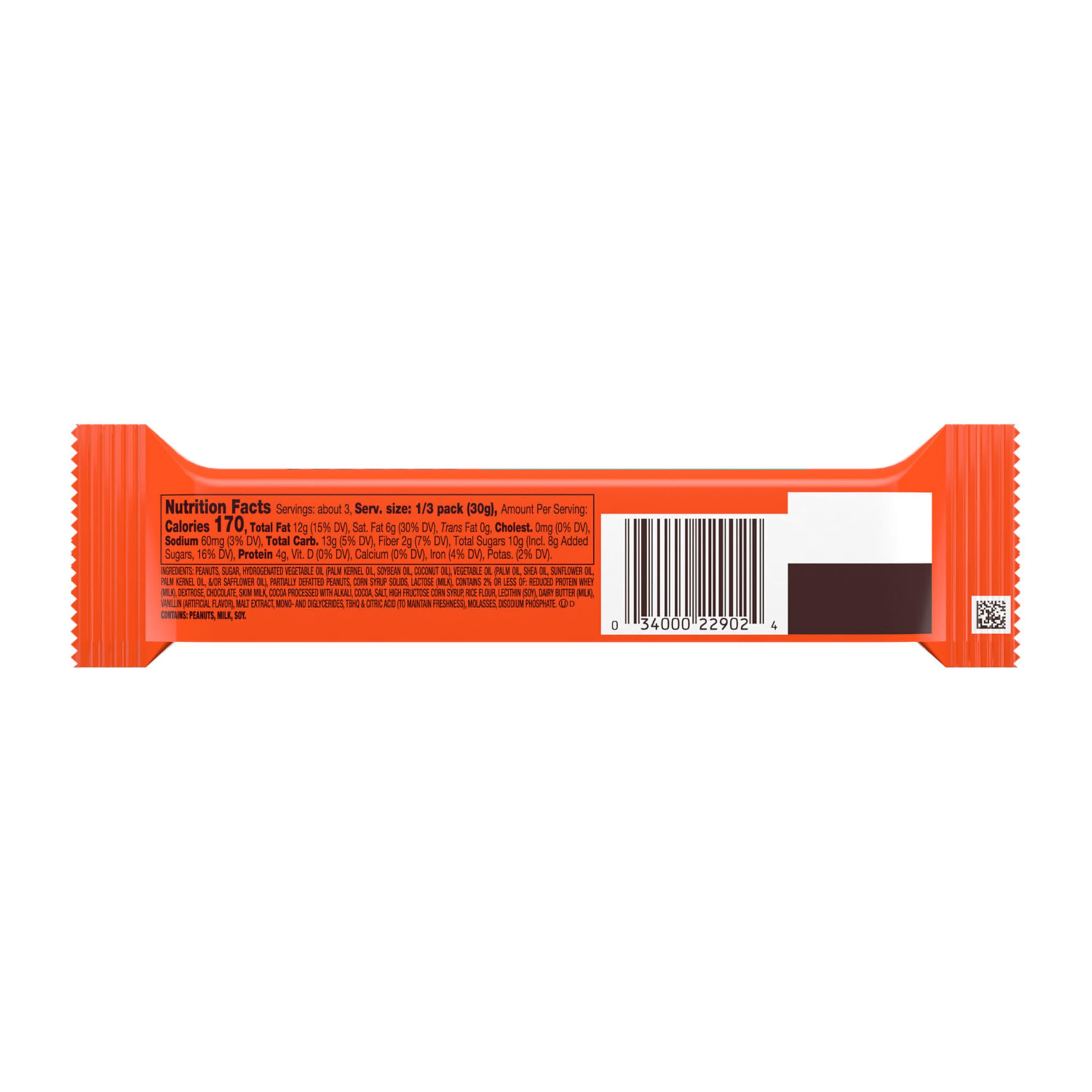 REESE'S Crunchy Peanut Butter Candy Bar with Peanuts - King Size 3.2 oz | Perfect for Halloween Treats, Party Favors & Snack Time