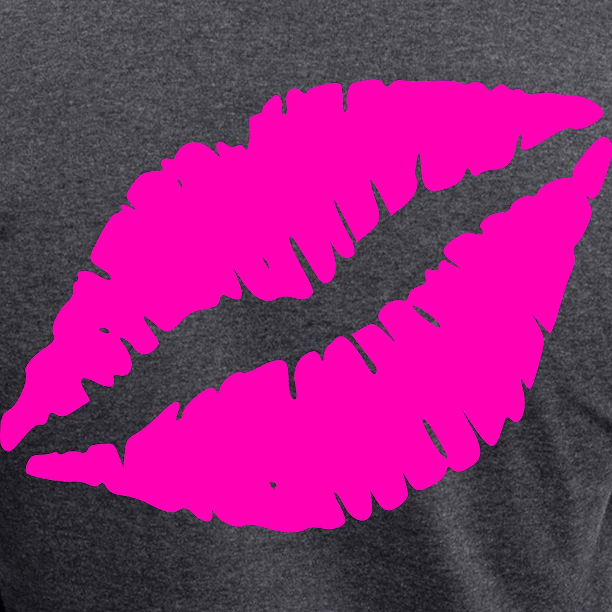 Sexy Pink Lips Kiss Women's Charcoal Pajama Set - Soft & Comfortable Novelty Sleepwear for Women | Perfect for Valentine's Day, Bachelorette Parties & Cozy Nights