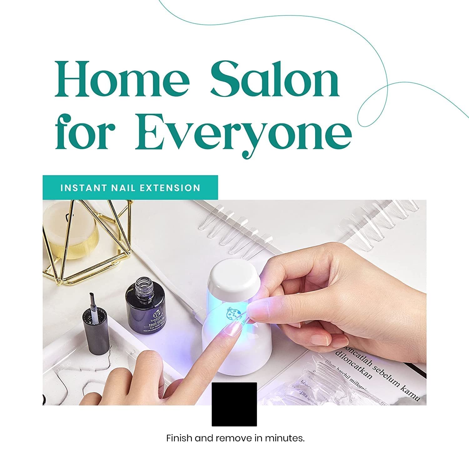 INOG 2-in-1 Nail Kit with UV Lamp - 100Pcs Acrylic Nails for DIY Christmas Art