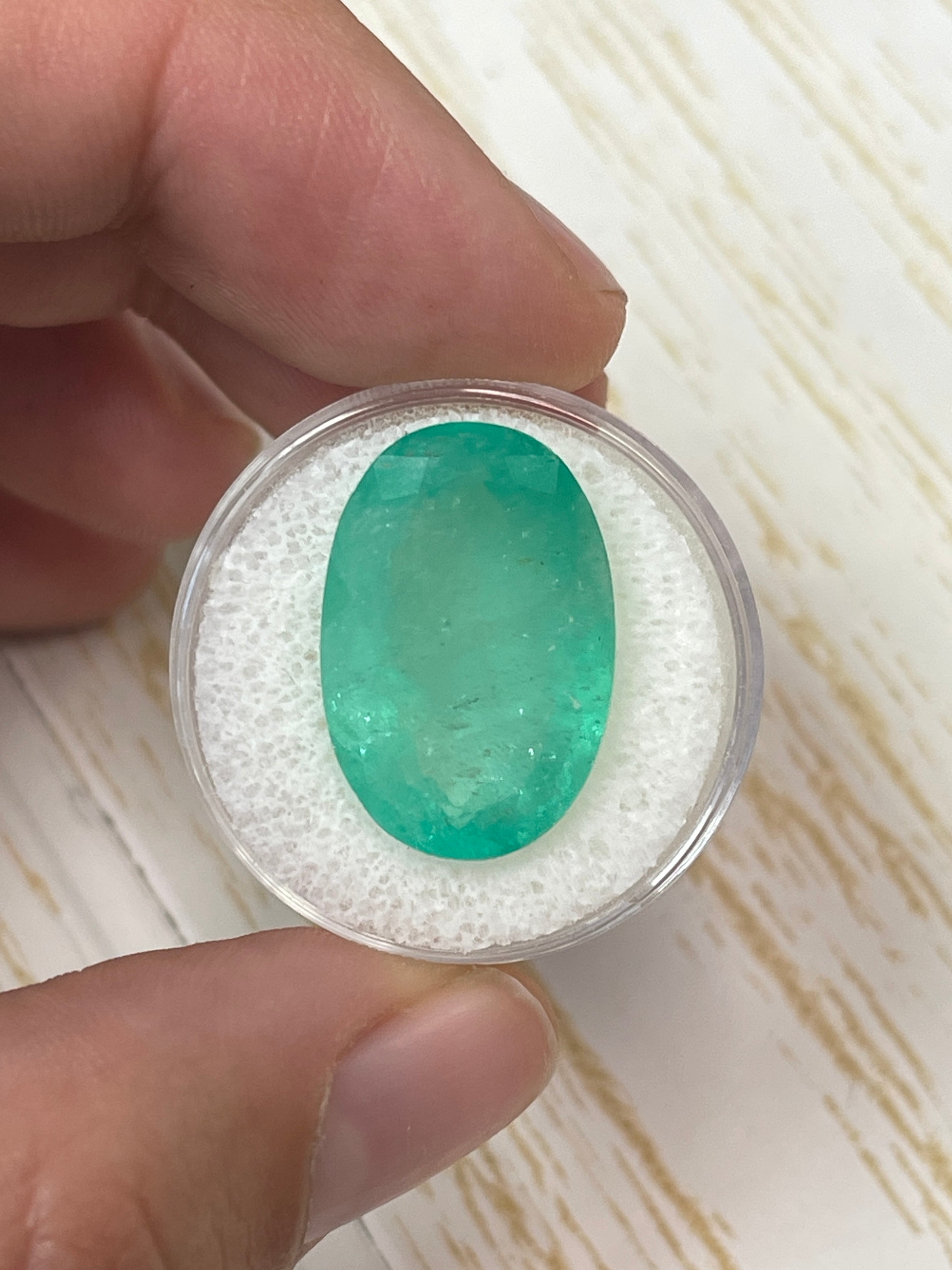 15.65 Carat Natural Colombian Emerald - Earthy Green Oval Cut Loose Gemstone for Jewelry Making, Engagement Rings & Luxury Gifts