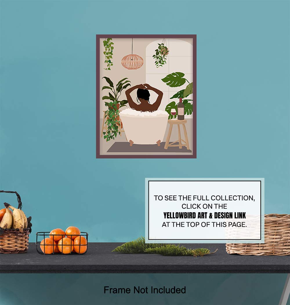 African American Woman Wall Art - Black Culture Bathroom Decor - Mid-Century Modern Black Women Prints - Latina Home Accessories for Living Room & Bathroom Decorating