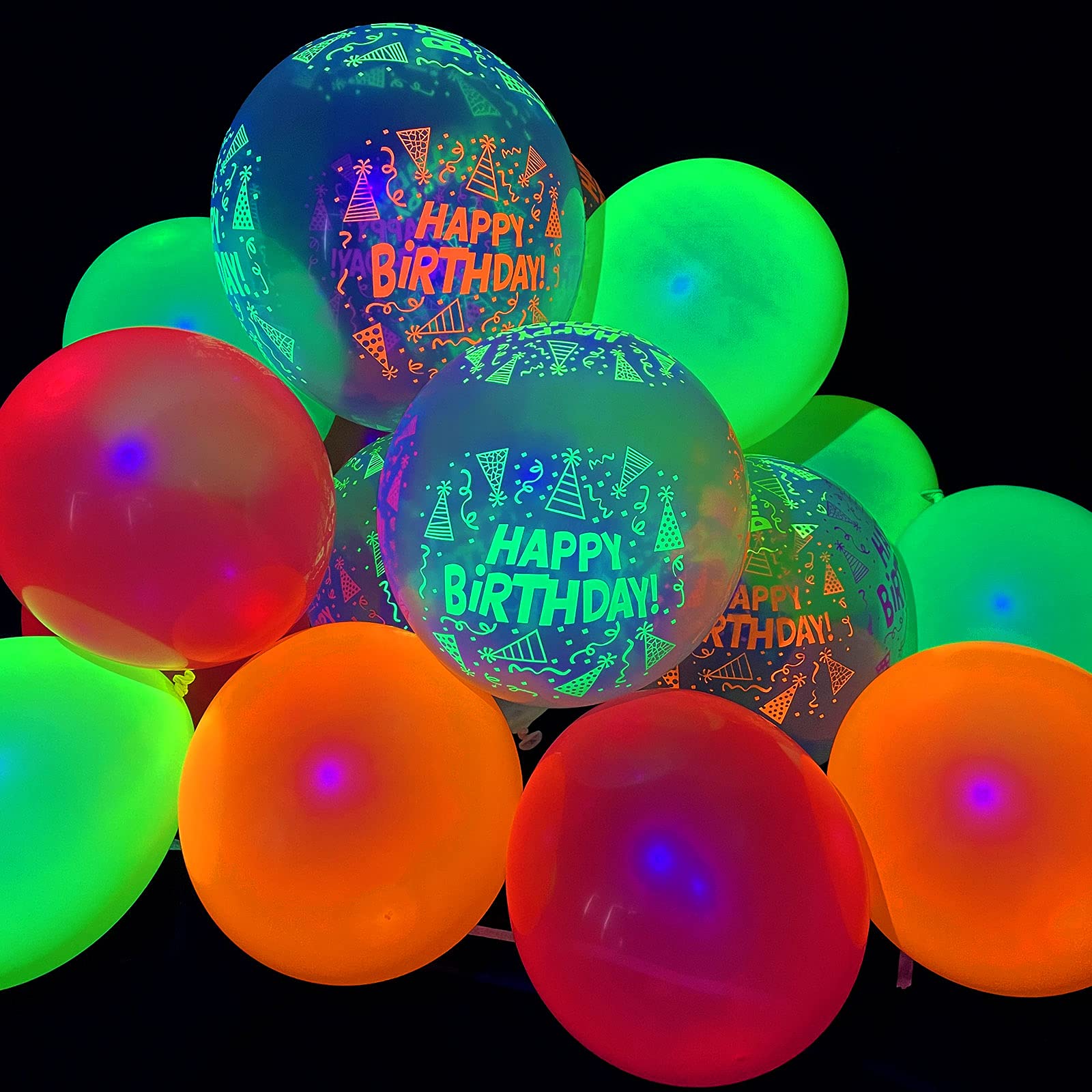 60 Pieces Neon Glow in The Dark Balloons - 12 Inch UV Reactive Party Balloons for Birthday, Rave, Blacklight & Glow Party Decorations - Perfect for Night Clubs, Halloween & Festive Celebrations
