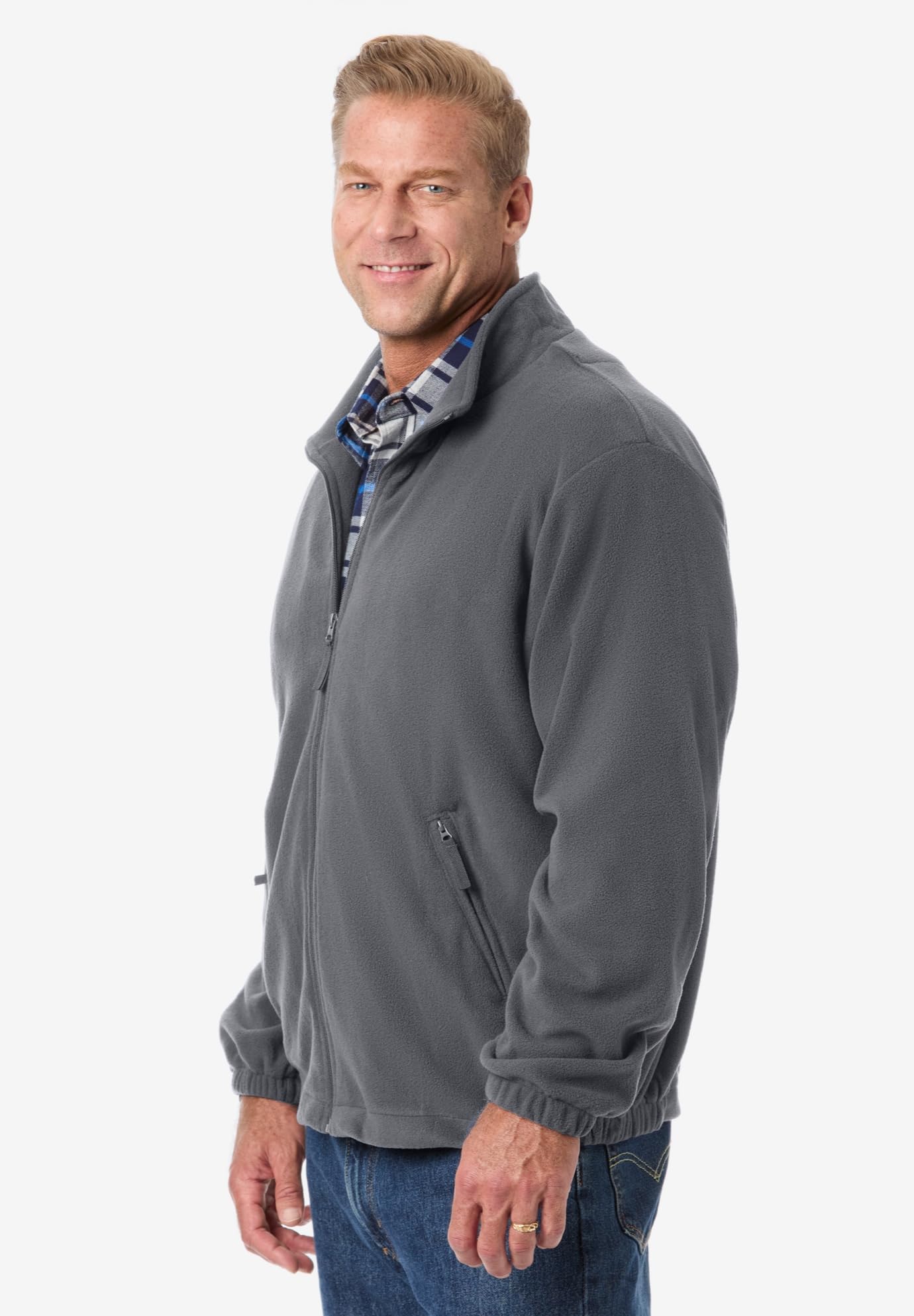 KingSize Men's Big & Tall Explorer Plush Fleece Full-Zip Jacket - Soft & Warm Winter Coat for Outdoor Adventures, Camping & Casual Wear