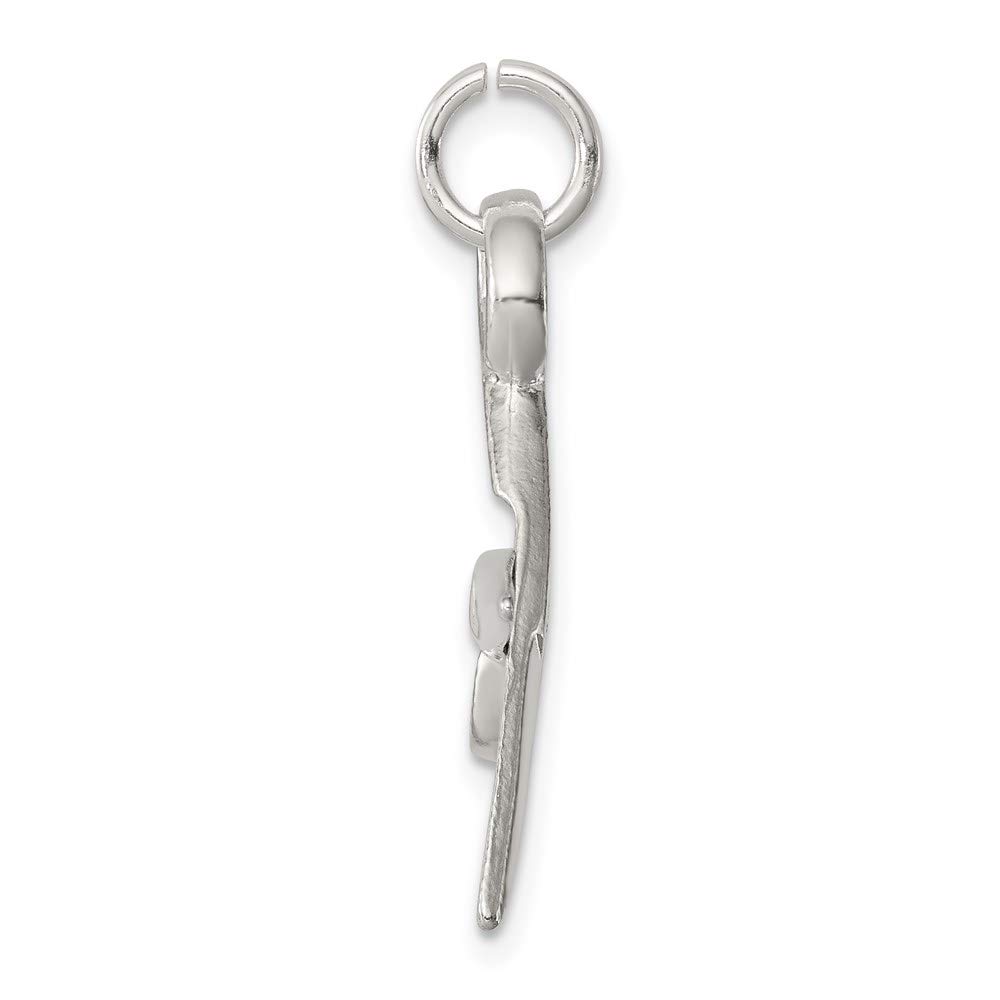 3D Moveable Sterling Silver Scissors Pendant - Black Bow for Jewelry Making