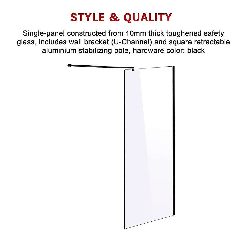 Frameless 10mm Tempered Safety Glass Shower Screen - 1200mm x 2100mm - Modern Bathroom Upgrade for Walk-in Showers & Wet Rooms