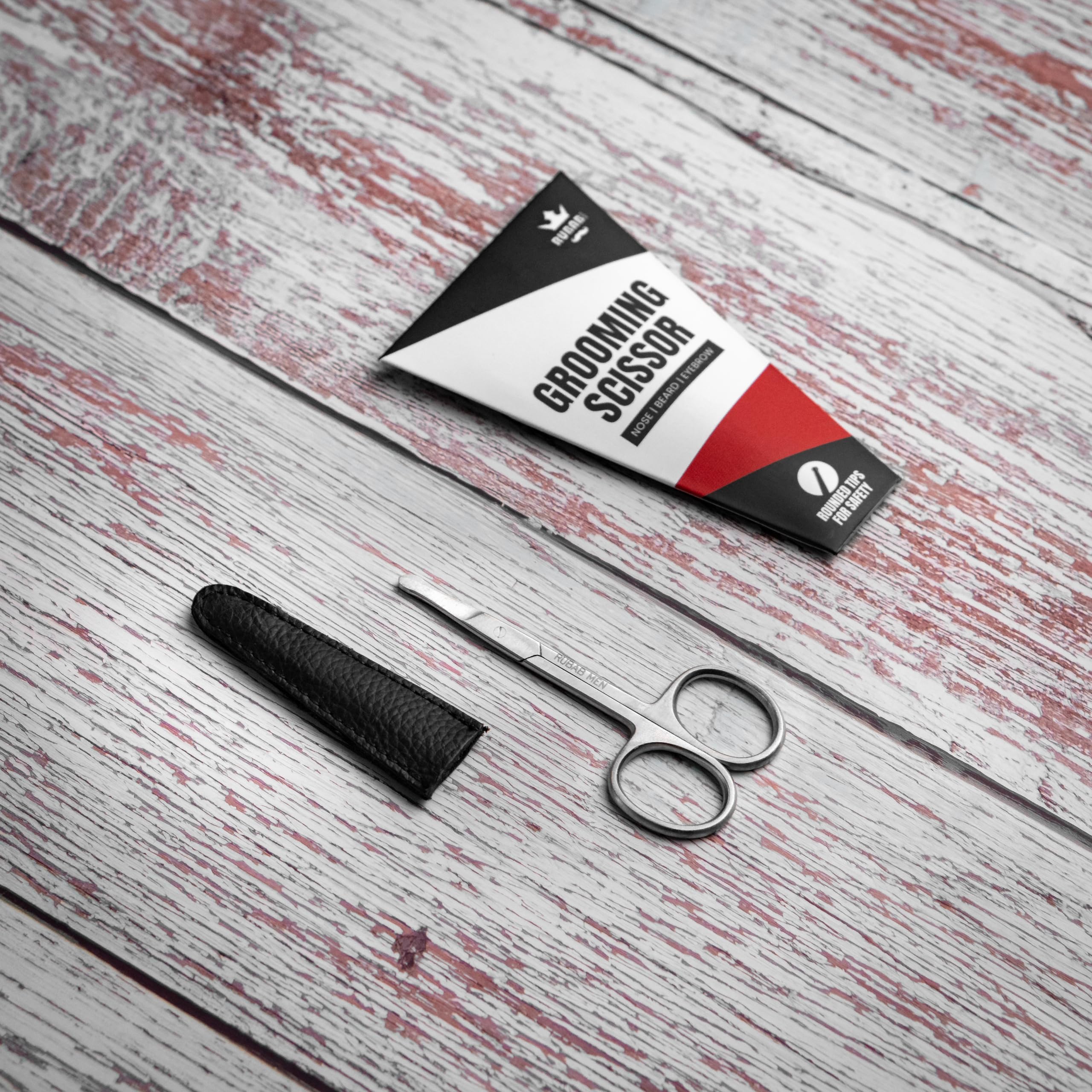 Premium Stainless Steel Nose Hair Scissors for Men - Safe Blunt Round Tip Trimmer for Beard, Mustache & Eyebrows | Heavy Duty Rust-Proof Grooming Kit | Travel-Friendly Personal Care Essential | Perfect for Home, Office & Travel Grooming