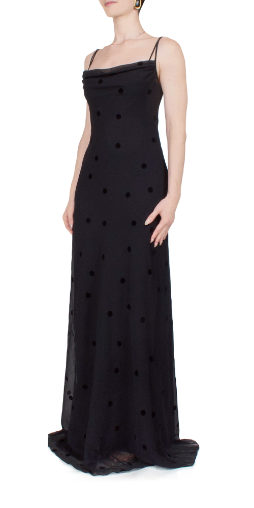 Coletta Sheer Polka Dot Maxi Dress for Women - Flowy Summer Beach Dress with Long Sleeves, Elegant Boho Style for Vacation, Party, and Date Night