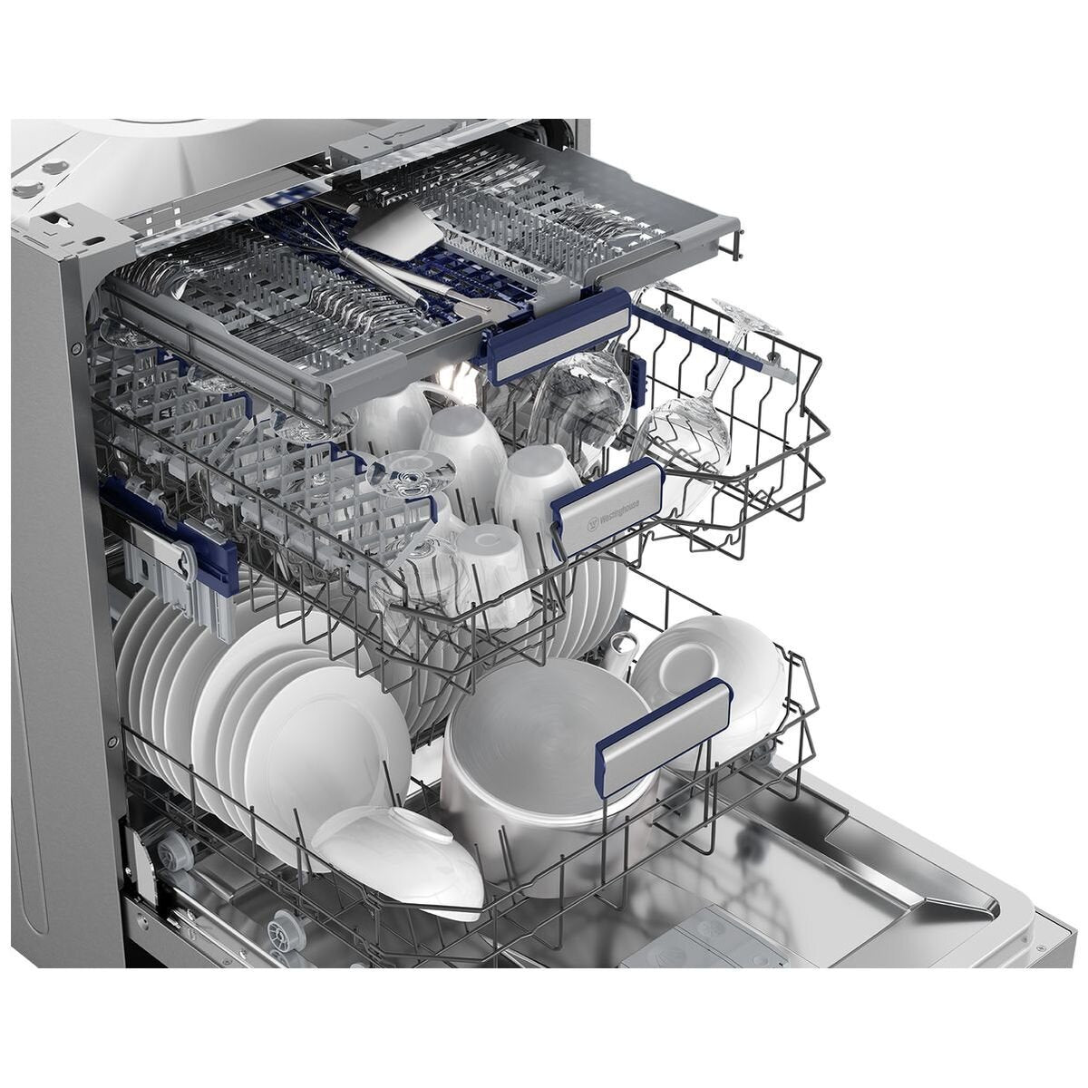 Westinghouse WSU6608XB 24-Inch Stainless Steel Built-In Dishwasher with Auto Door & Steam Function - Perfect for Modern Kitchens, Small Spaces, and Energy-Efficient Homes