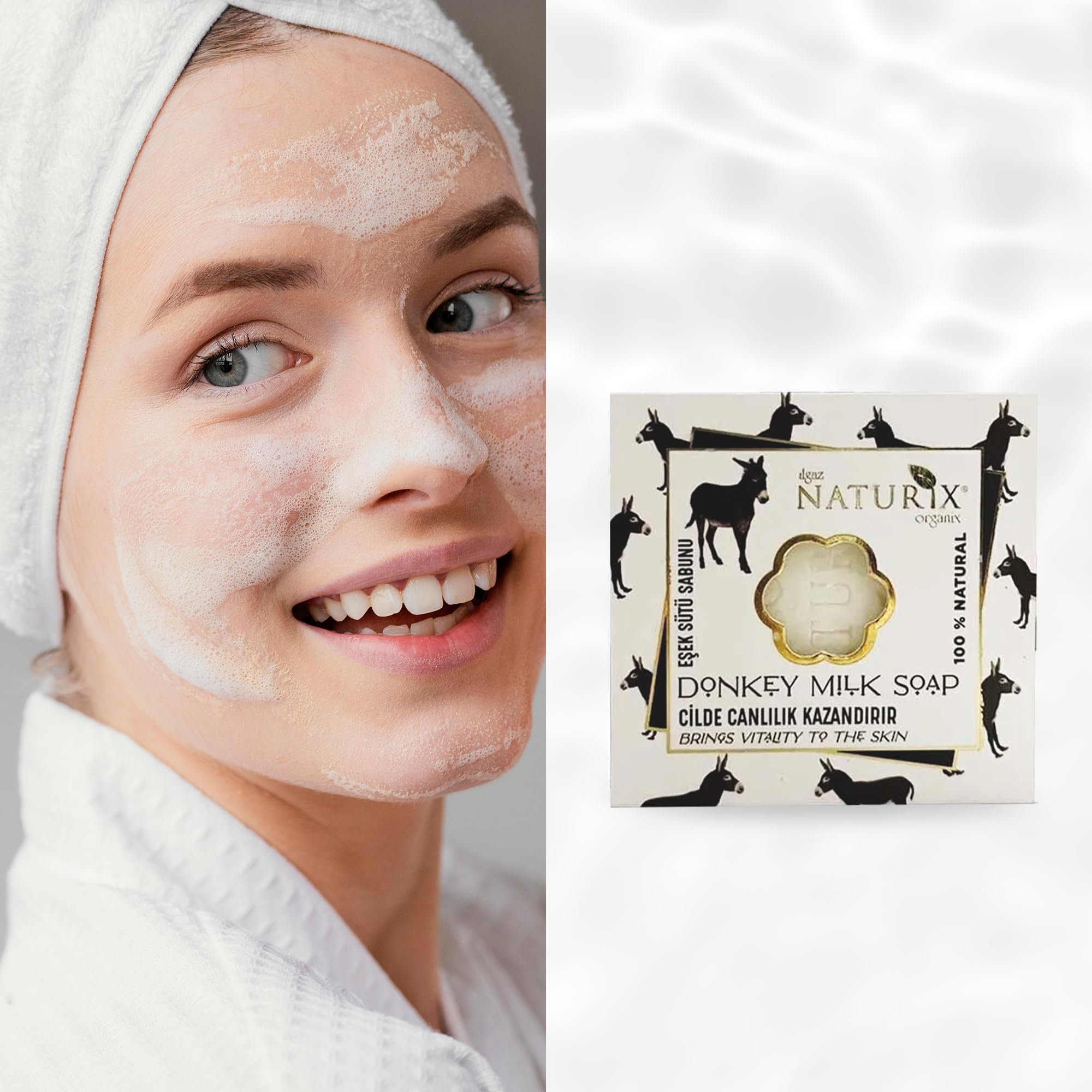 Organic Donkey Milk Bar Soap - Moisturizing Natural Soap with Oils for Face, Body & Hair | Gentle Skin Cleanser & Shampoo | Perfect for Dry Skin Care & Sensitive Skin Bathing