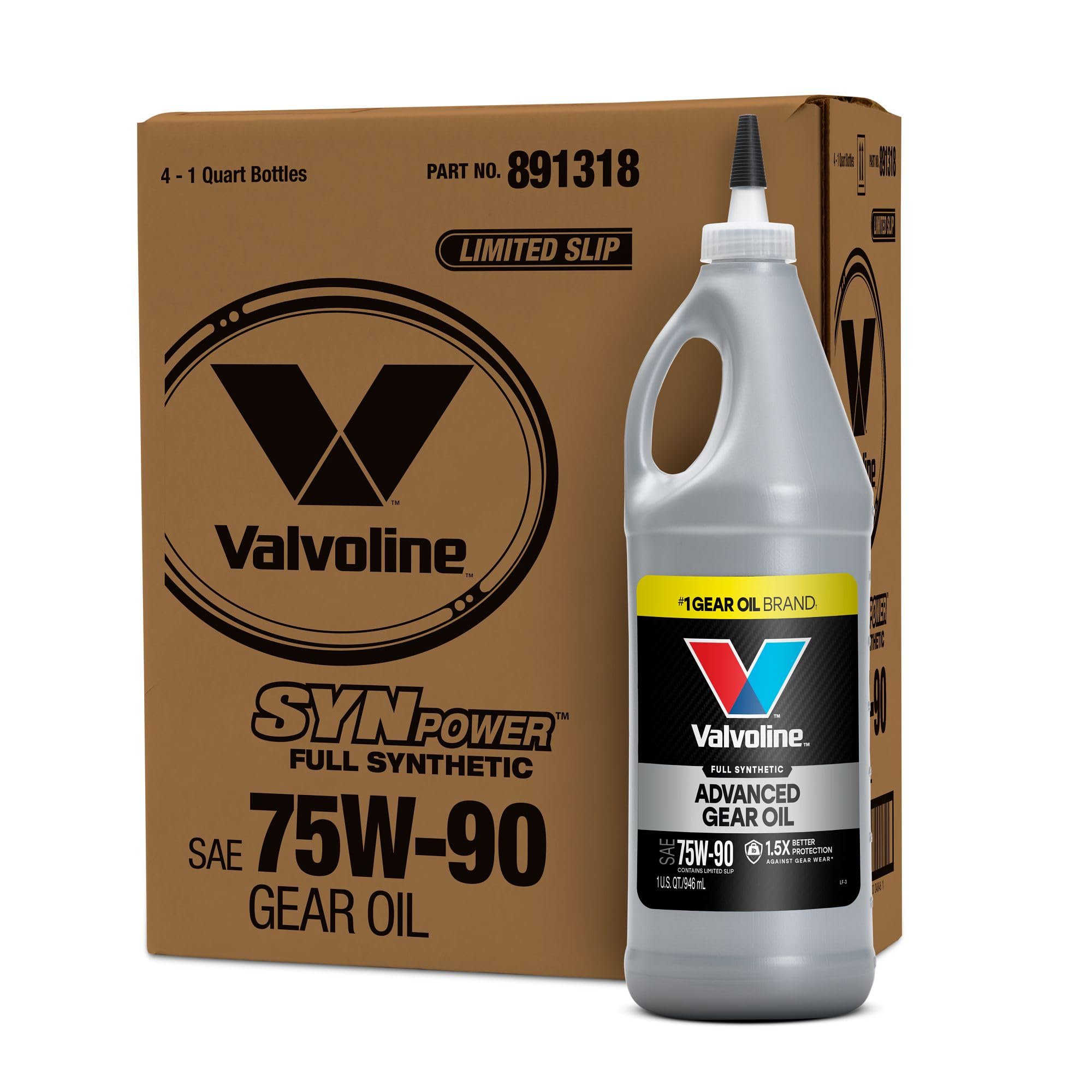 Valvoline SynPower SAE 75W-90 Full Synthetic Gear Oil - 1 Quart (Case of 12) - High Performance Lubricant for Cars, Trucks & SUVs - Ideal for Manual Transmissions & Differents