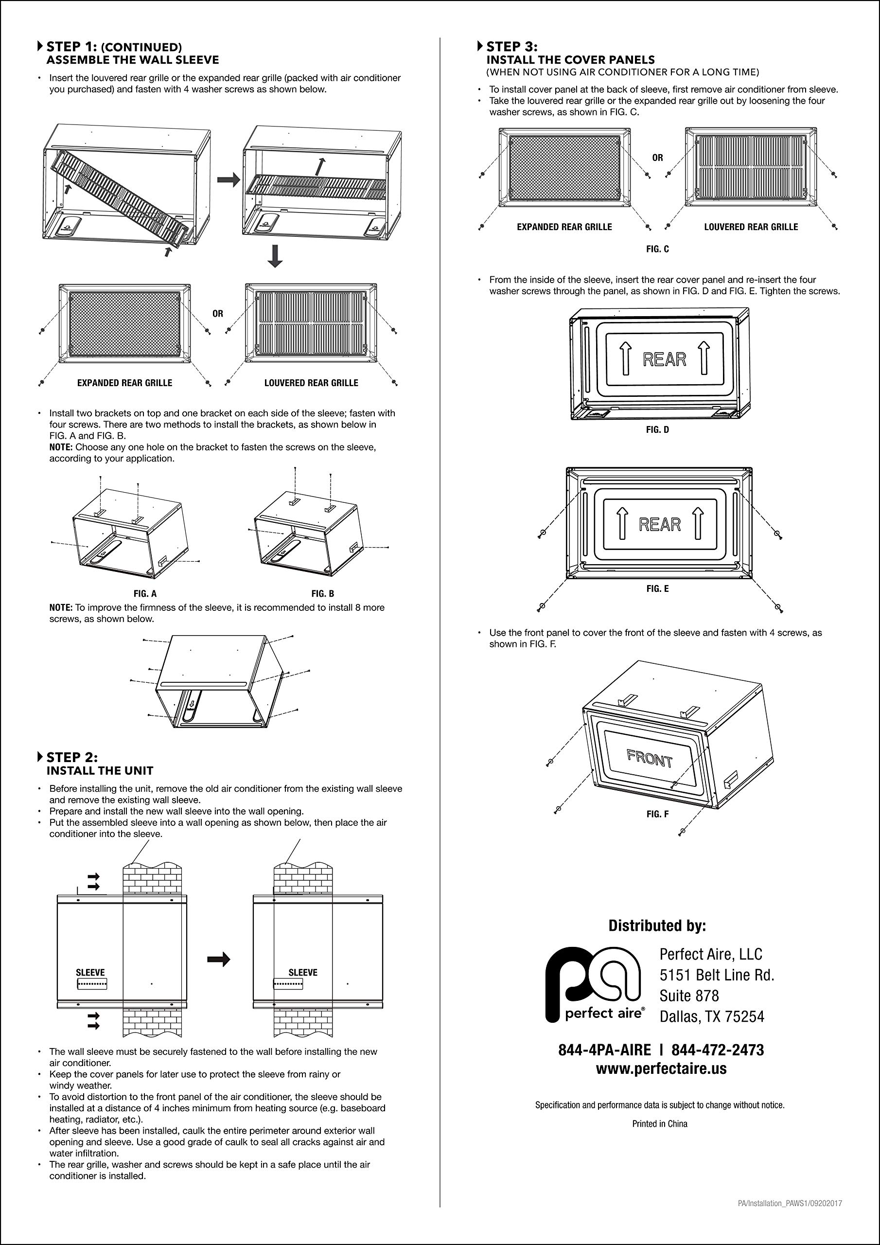 PerfectAire Universal Wall Sleeve for Window AC Units - Durable Metal AC Support Bracket for Home & Office Cooling - Easy Installation for Efficient Air Conditioning Systems