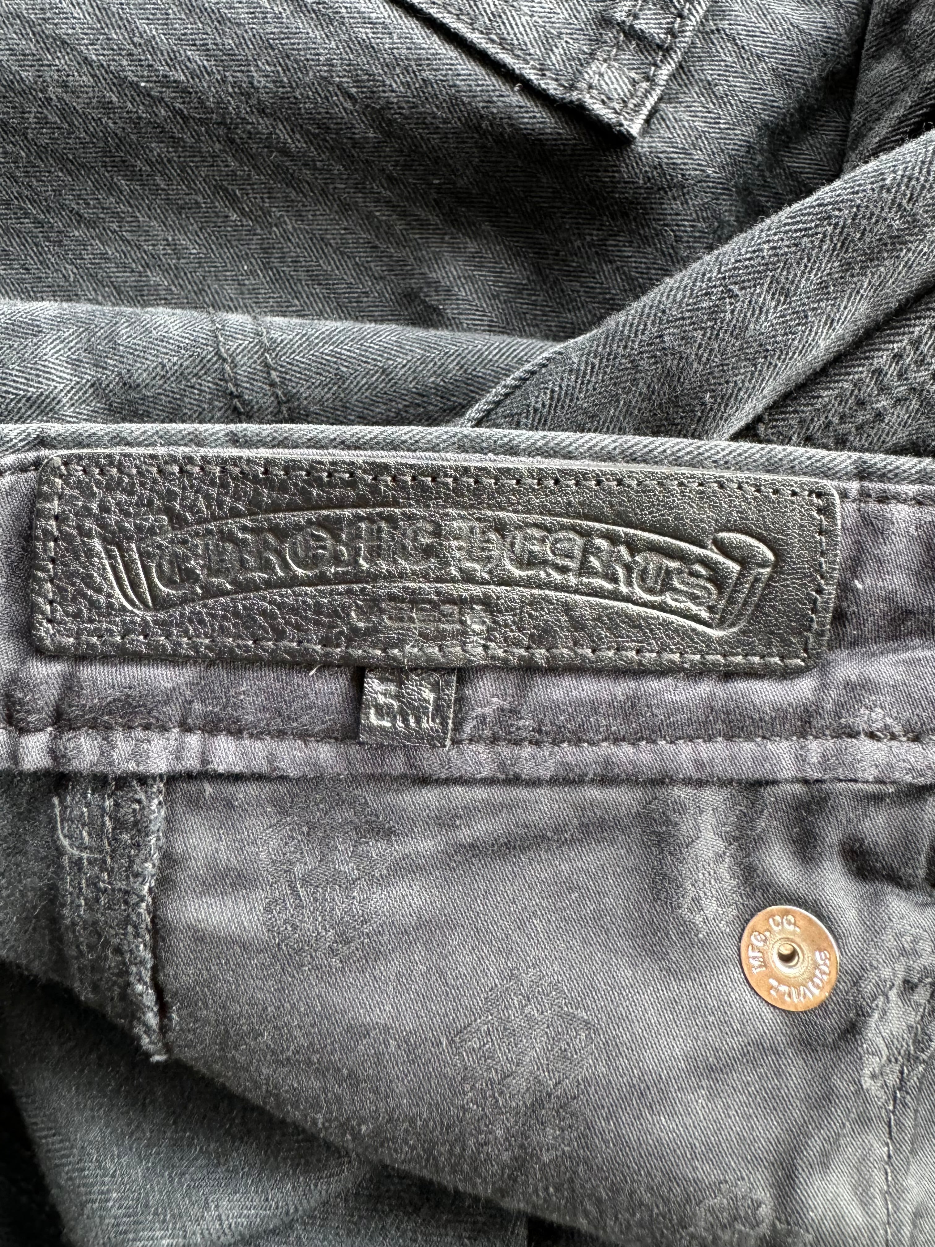 Chrome Hearts Black Herringbone Carpenter Pants for Men - Stylish Gothic Workwear Jeans for Streetwear & Urban Fashion
