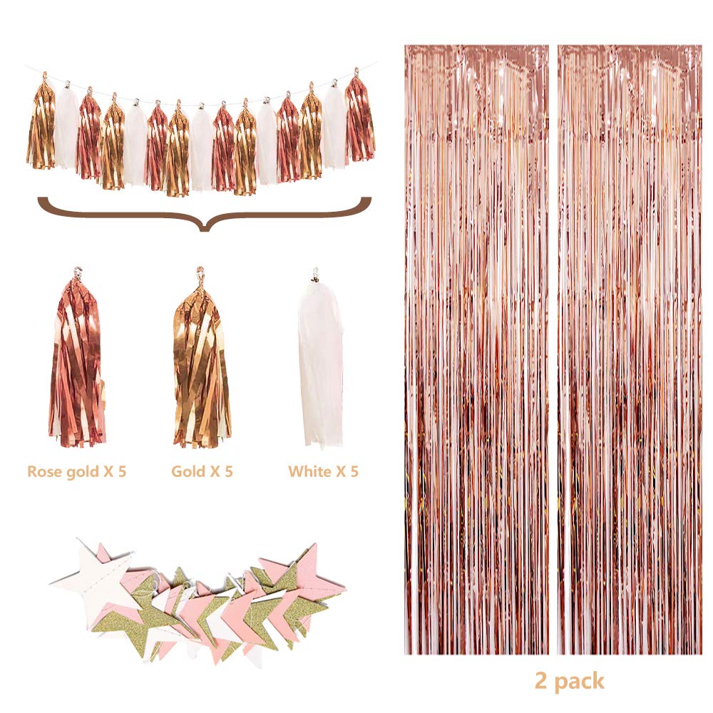 Elegant Rose Gold Birthday Party Decorations Set - Happy Birthday Banner, Confetti, Balloons & Tassels for Girls | Perfect for Birthday Celebrations, Baby Showers & Special Events