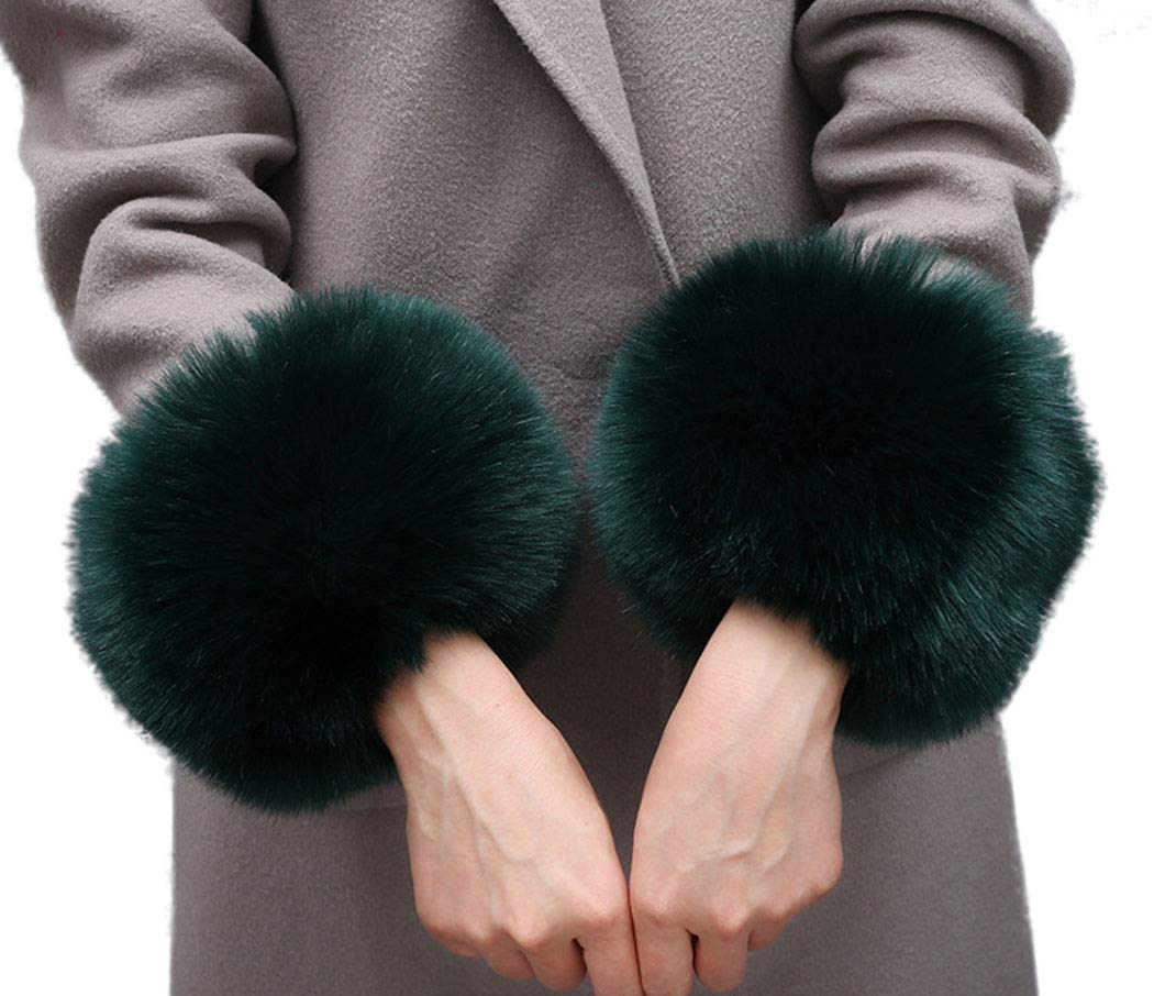 Women's Winter Faux Fur Arm Warmers - Soft Short Furry Wrist Bands & Ring Cuffs for Cold Weather | Perfect for Outdoor Activities, Fashion Accessories, and Holiday Gifts