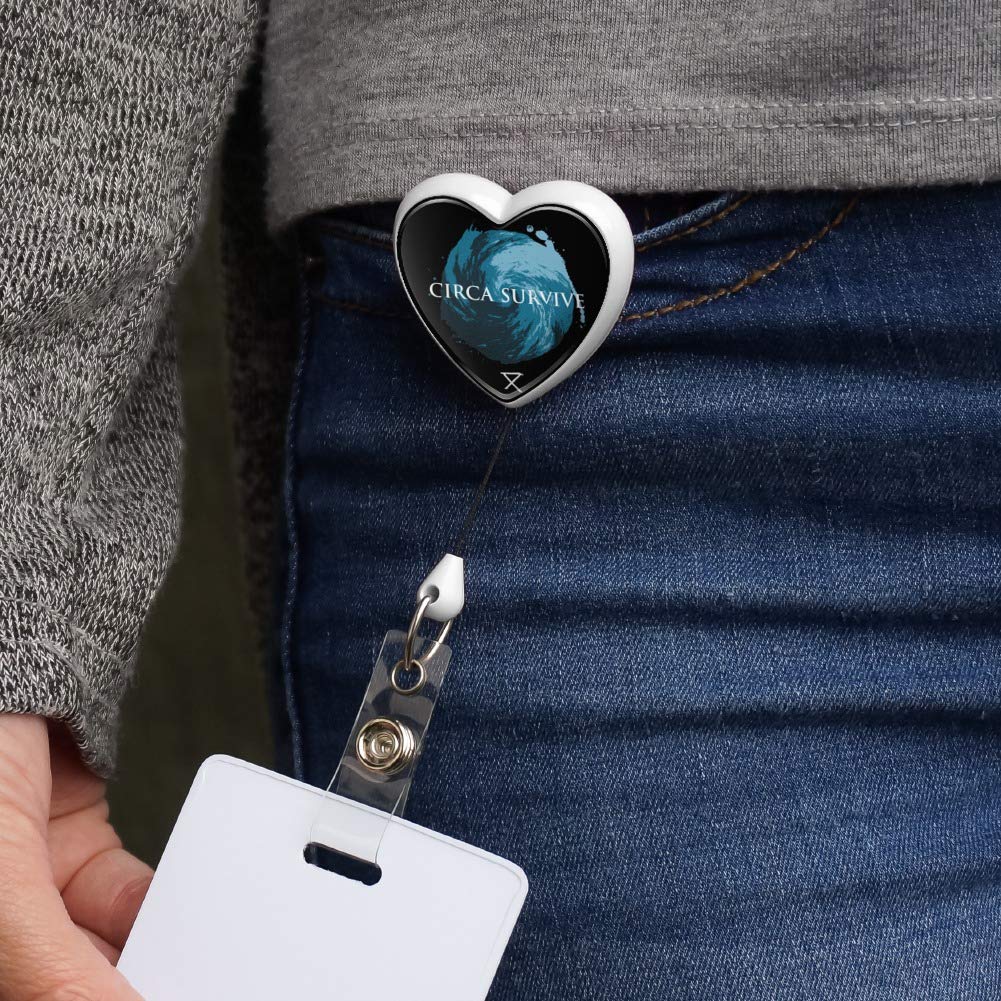 Circa Survive Eye of The Storm Heart Lanyard - Retractable Badge Reel with ID Card Holder for Work, School & Events | Stylish & Durable Accessory for Nurses, Teachers & Office Professionals