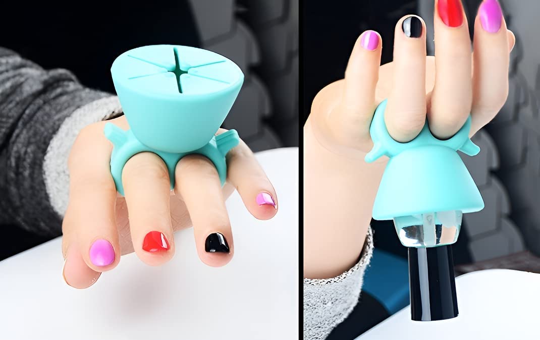 VENIVA Lightweight Nail Polish & Lipstick Holder for Women - Silicone Anti-Spill Bottle Stand, Wearable Nail Polish Organizer | Perfect for Salon, Home Manicures & Travel Makeup Organization