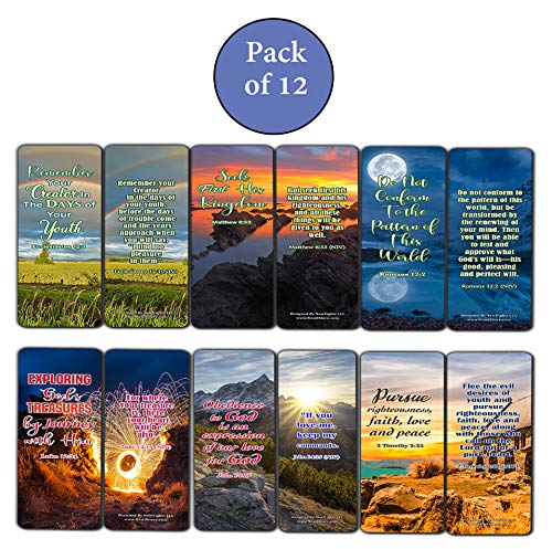 Bible Verses Bookmarks NIV - 12 Pack for Christian Gifts & Stocking Stuffers