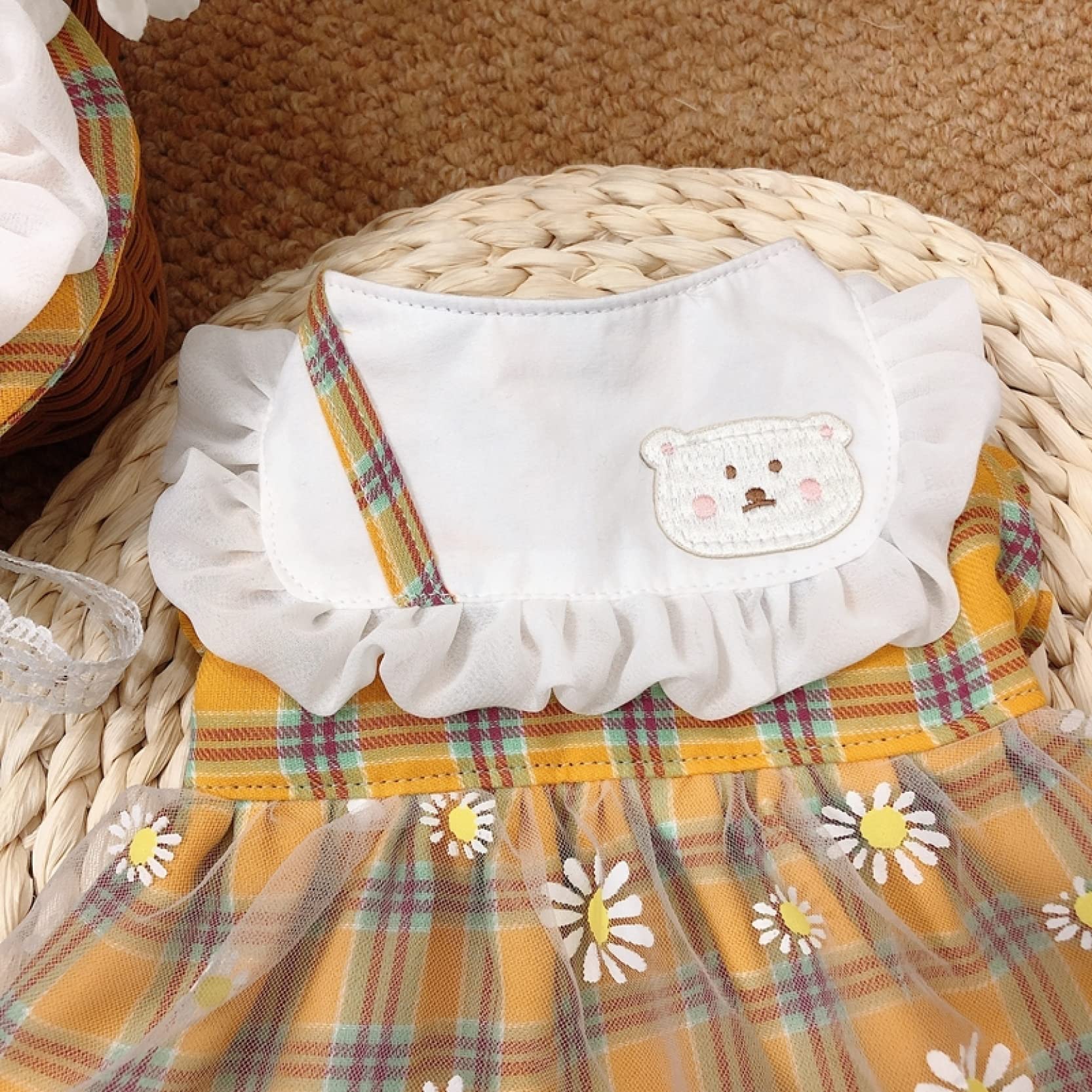 Cute Cotton Lace Daisy Print Pet Dress - Summer Gauze Skirt for Small Dogs & Cats - Perfect for Outdoor Walks & Photo Shoots