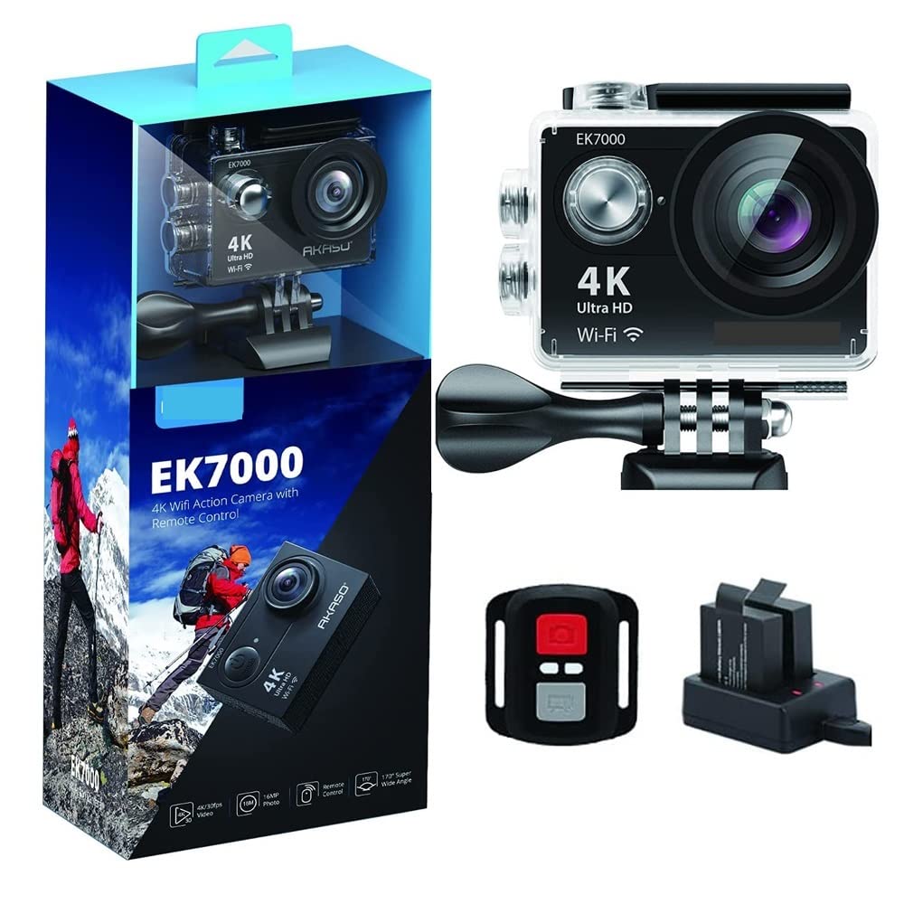 BODORME EK7000 4K Ultra HD Waterproof Action Camera - 12MP Sports DV Camcorder with 170° Wide Angle Lens for Outdoor Adventures, Surfing, Skiing & Vlogging
