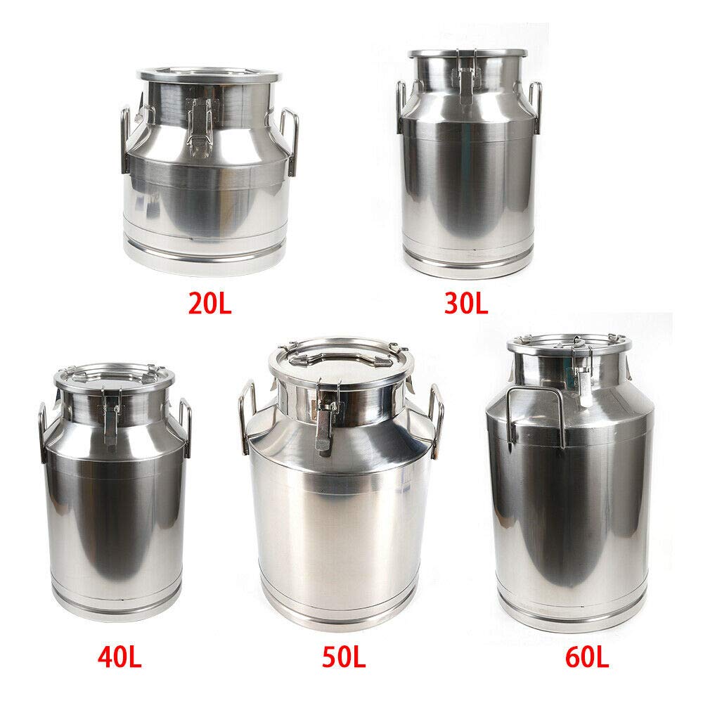 40L/10.56 Gallon Stainless Steel Milk Can - Heavy Duty Food Grade Milk Jug, Wine Pail & Liquid Storage Container with Silicone Sealed Lid - Perfect for Dairy Farm, Brewing, Restaurant & Commercial Kitchen Use