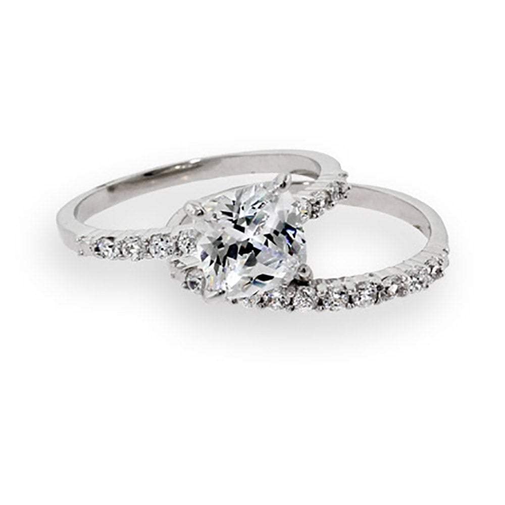 Elegant Cushion Cut CZ Wedding Ring Set for Women - Sparkling Bridal Jewelry Gift for Wife, Fiancee & Mom - Perfect for Anniversaries, Engagements & Special Occasions