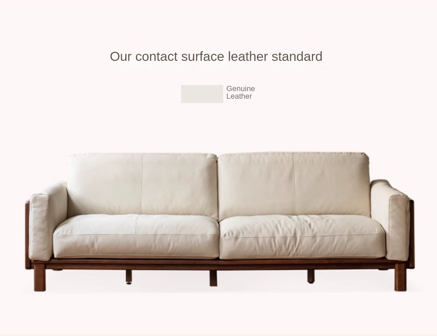 Premium Black Walnut & Ash Solid Wood High Back Leather Sofa - Luxurious Living Room Furniture for Modern Home & Office Decor