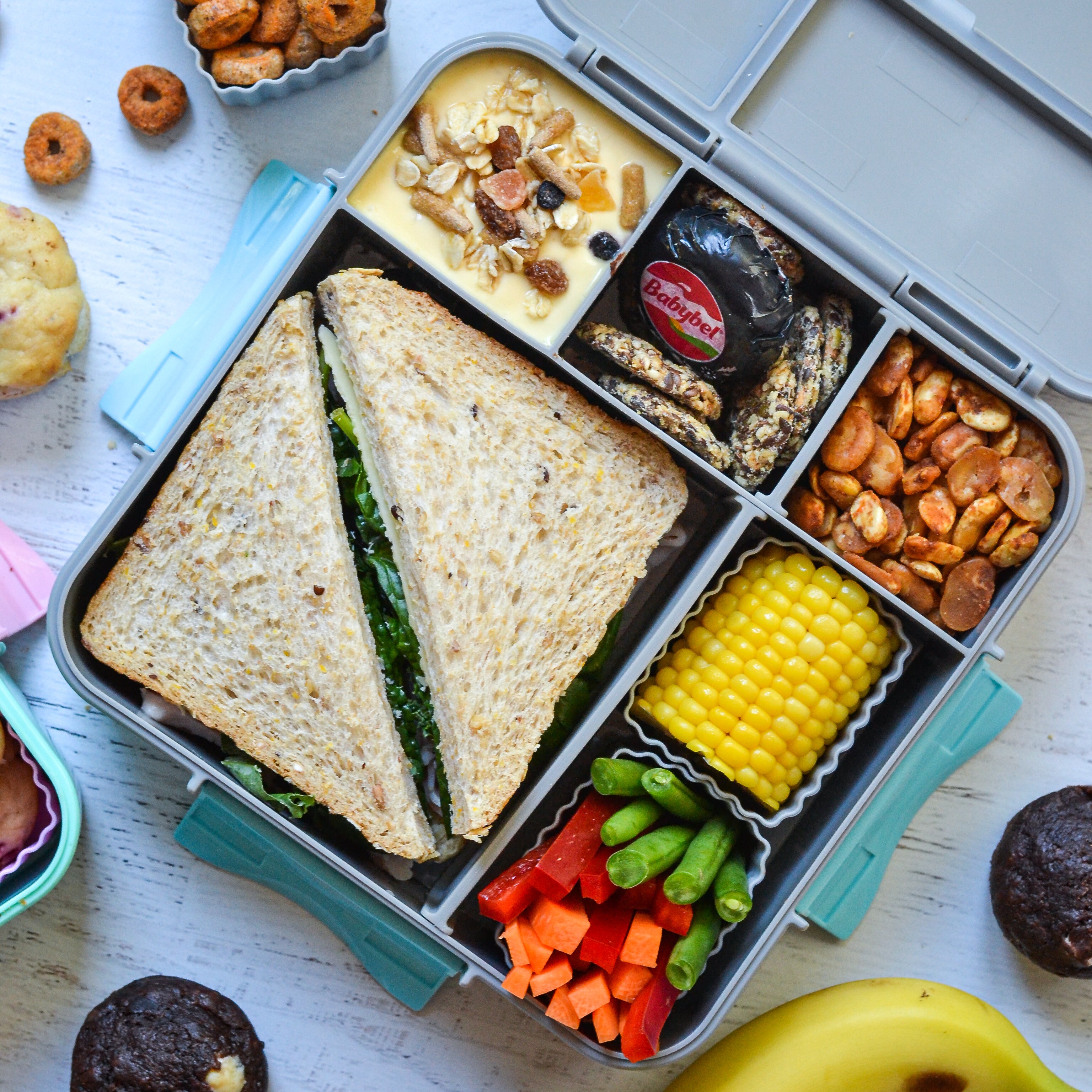 Montii.Co Bento Plus Lunch Box - Grey | Insulated Meal Prep Container for Work, School & Travel | BPA-Free & Leak-Proof