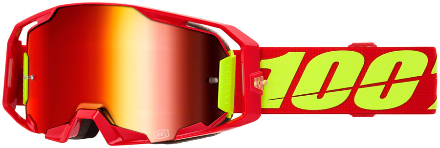 100% ARmatic Goggles - Red Frame with Mirror Red Lens for Cycling, Motorcycling & Outdoor Sports Protection