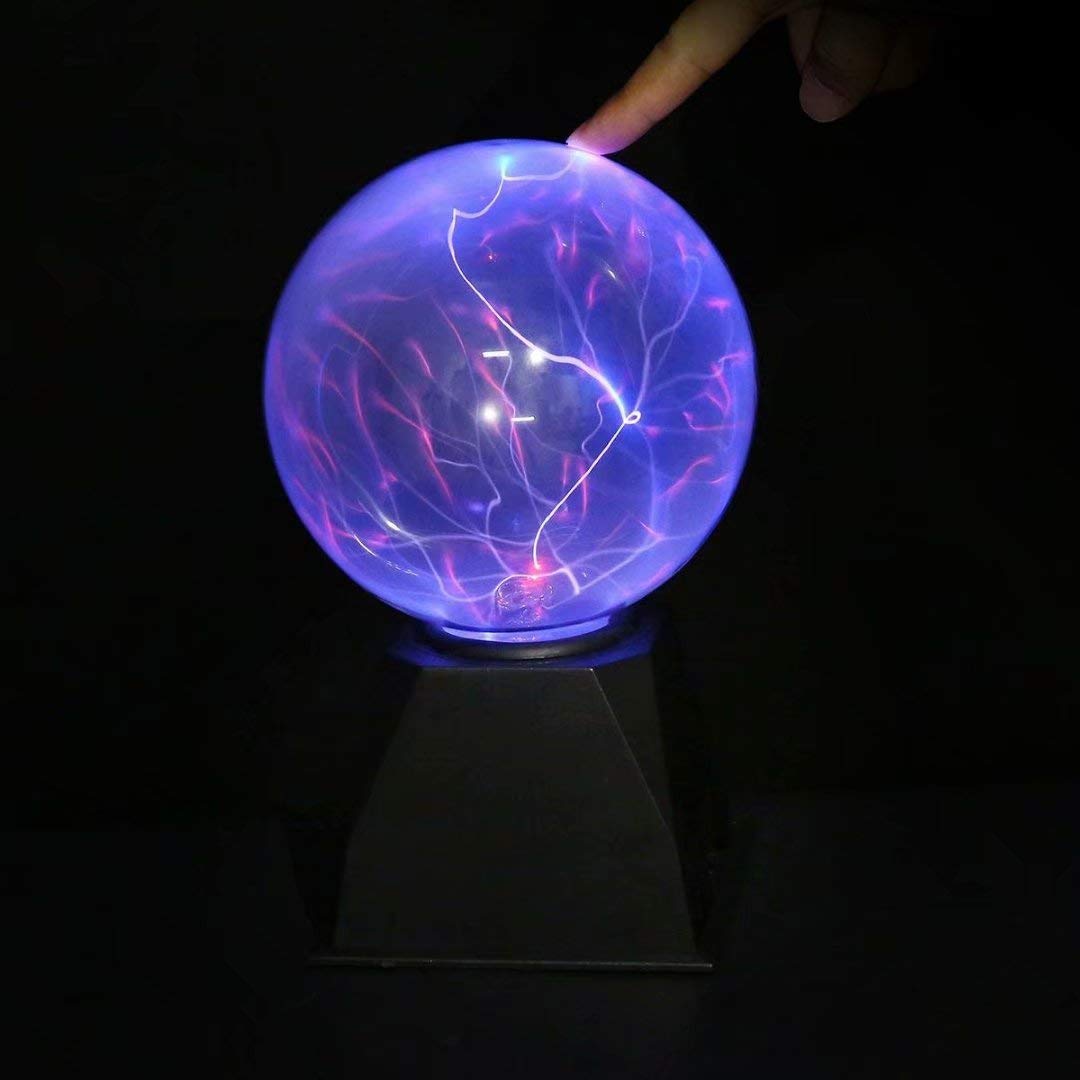 8 Inch Magic Plasma Ball Touch Sensitive Lamp - Sound Activated Nebula Sphere Lightning Globe with Electrostatic Flashing Effects - Science Night Light for Home Decor, Kids Room, Party & Office Desk