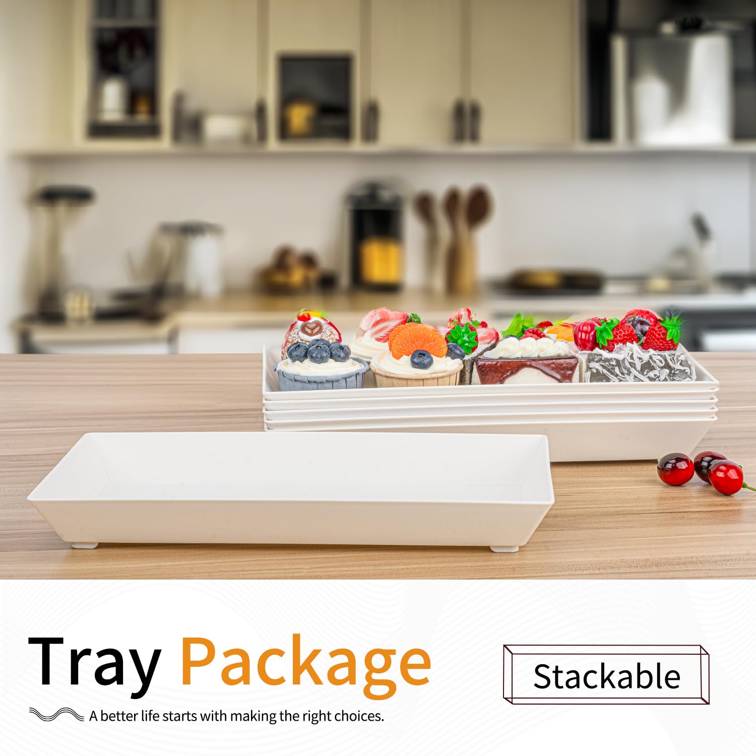 6-Pack White Rectangle Dessert Plates - Perfect for Displaying Muffins, Cakes, Cookies & Pastries | Ideal for Weddings, Parties, Holiday Events & Elegant Dinners | Durable & Stylish Serving Trays for Any Occasion