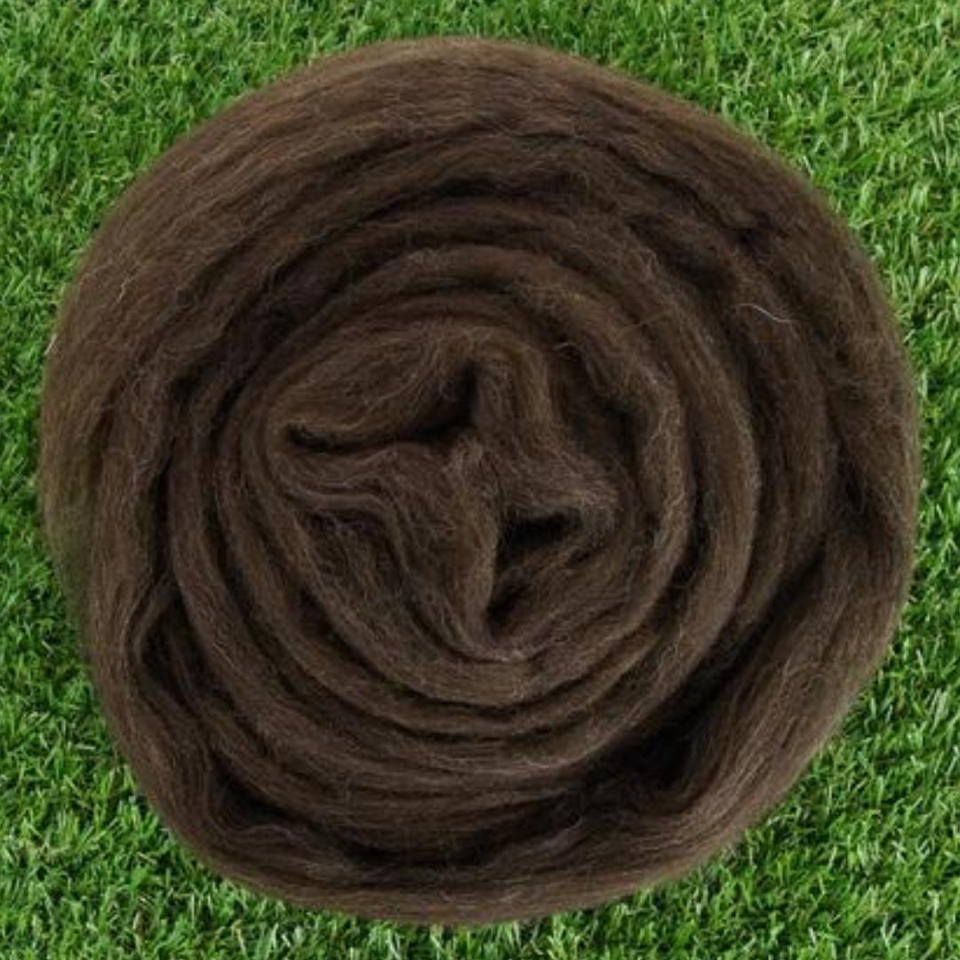Premium Corriedale Wool Roving Top - 28 Micron Natural Brown Undyed Fiber | Cleaned & Combed for Spinning, Felting, Knitting & DIY Craft Projects