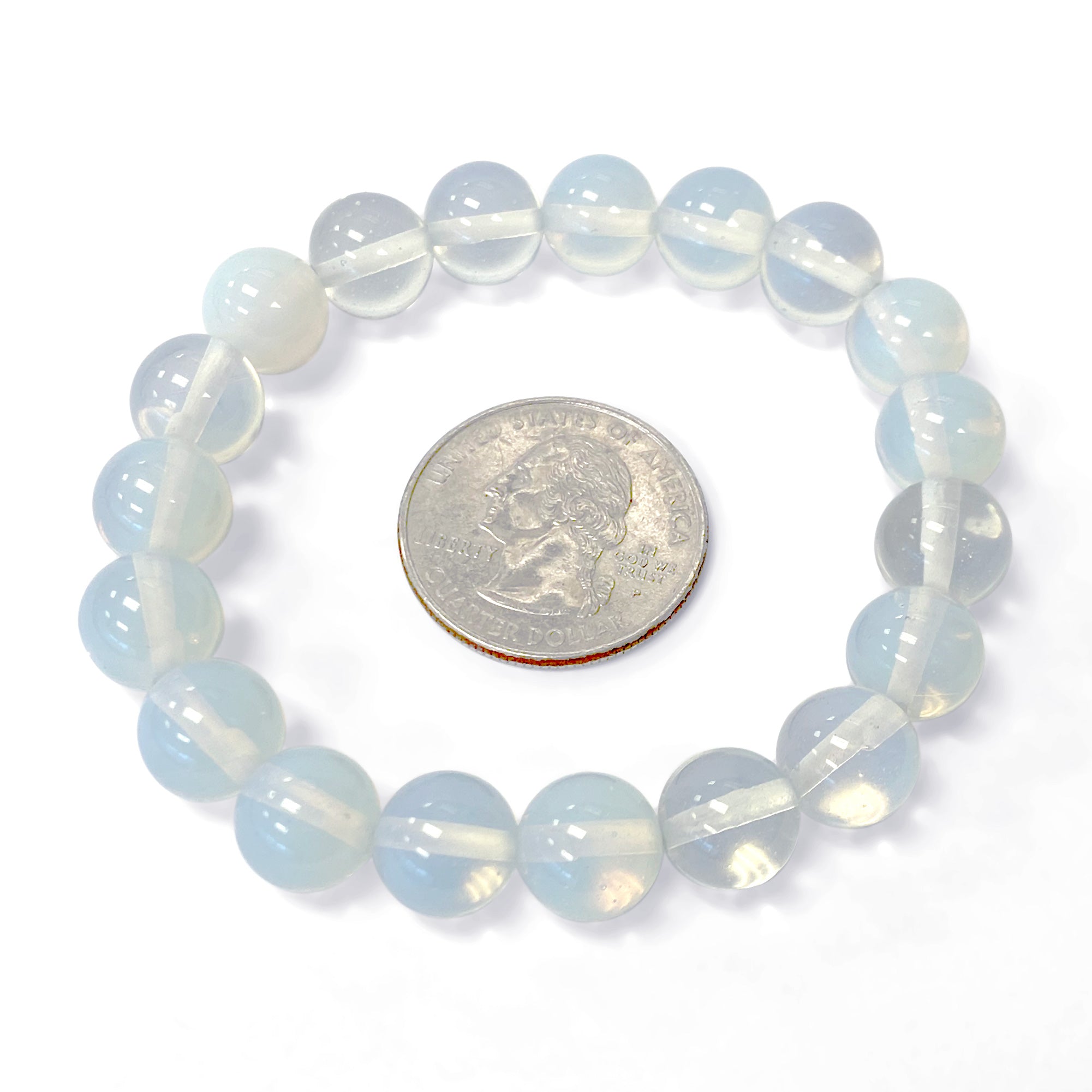 10mm Round Stretch Opalite Bead Bracelet for Men & Women | Handmade Adjustable Crystal Jewelry for Yoga, Meditation & Boho Fashion