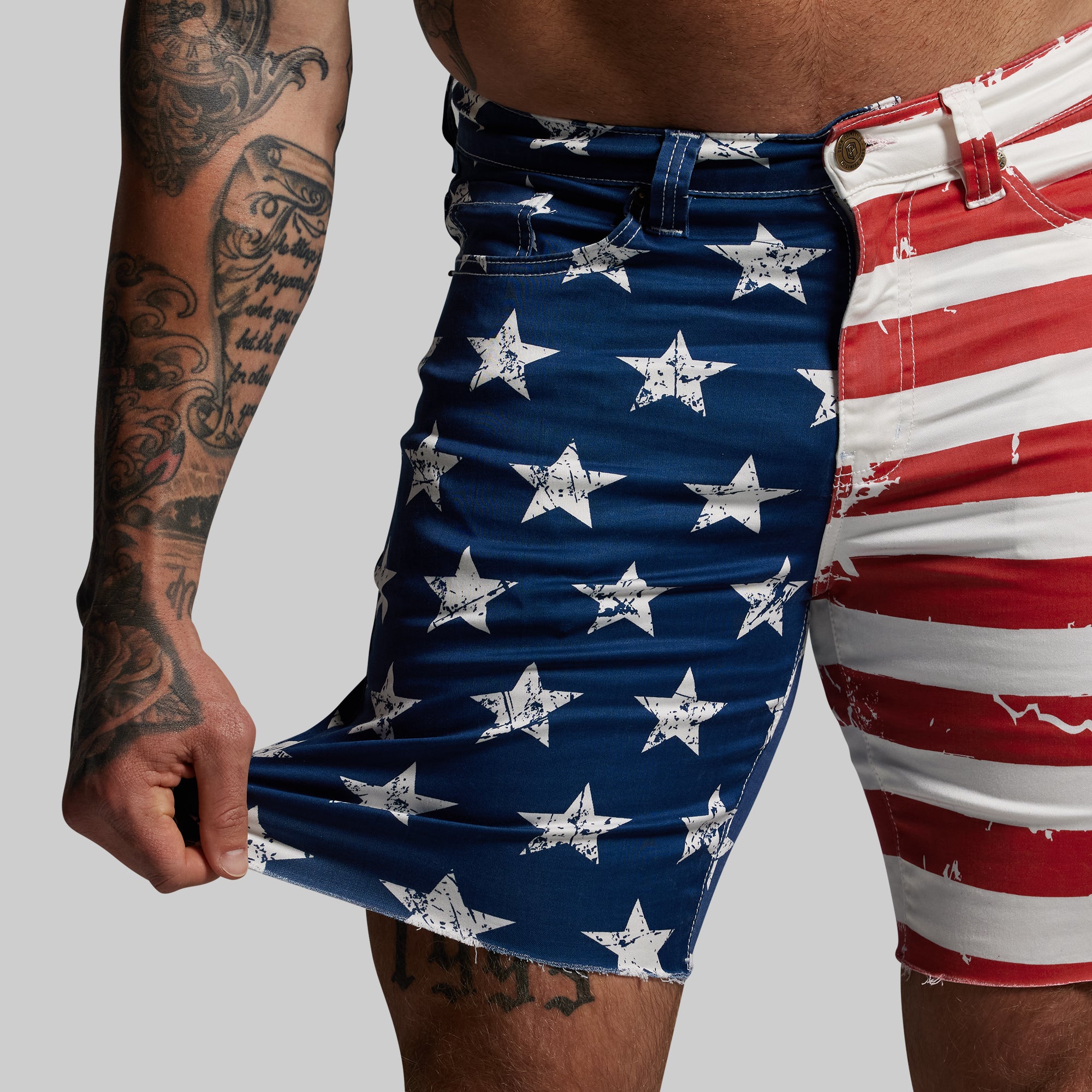FLEX Stretchy Jorts Denim Shorts - American Flag Design | Comfortable & Stylish for Casual Wear, Summer Outfits, and Patriotic Events