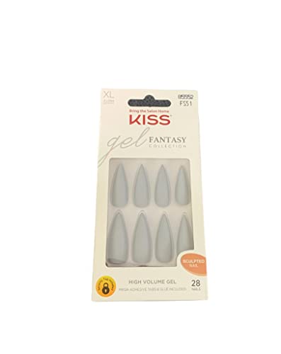 Kiss Gel Fantasy Collection Fake Nails - 28 Count with Mega Adhesive Tabs & Glue - Natural-Looking Press-On Nails for Parties, Weddings & Special Occasions