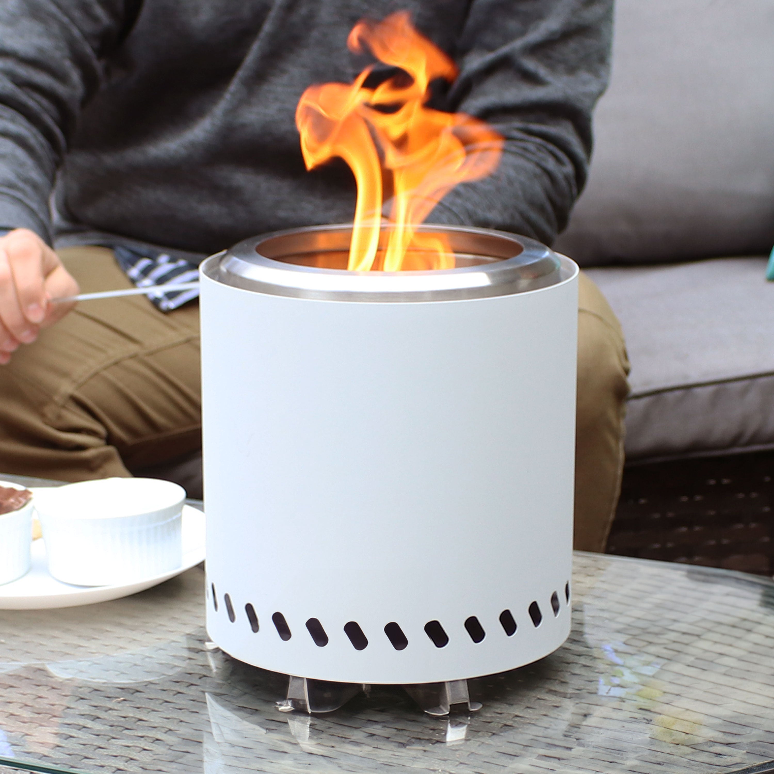Sunnydaze Portable Tabletop Smokeless Fire Pit with Carry Bag & Poker - Perfect for Camping, Backyard, Patio & Outdoor Gatherings