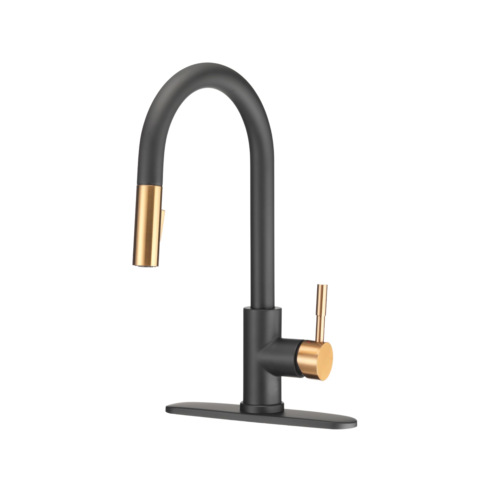 Dura Faucet RV Streamline Single Handle Pull-Down Kitchen Sink Faucet with Optional Deck Plate - Matte Black or Rose Gold Finish for RV, Camper, Tiny Home & Mobile Kitchen Applications