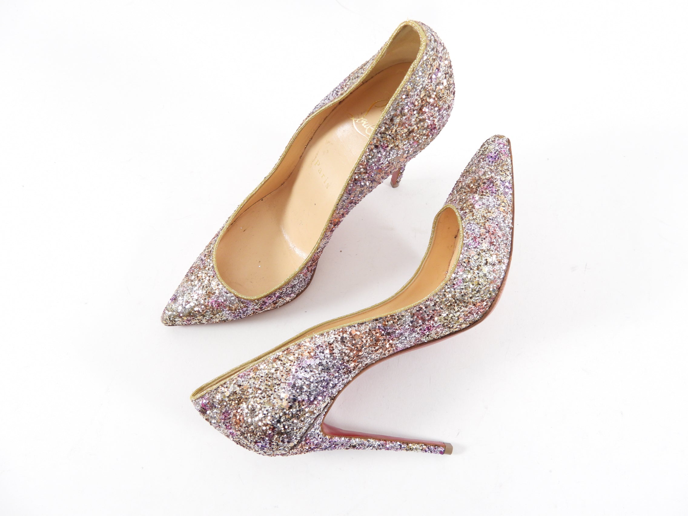 Christian Louboutin Pigalle Follies 100 Glitter Pumps - Women's High Heels Size 37 / US 6.5 - Perfect for Evening Parties & Special Occasions