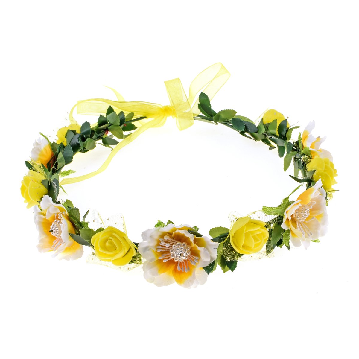 Boho Rose Floral Crown Wreath for Women - Elegant Wedding Flower Headband & Bridal Hair Accessories for Boho Brides, Flower Girls, Festivals and Photo Shoots