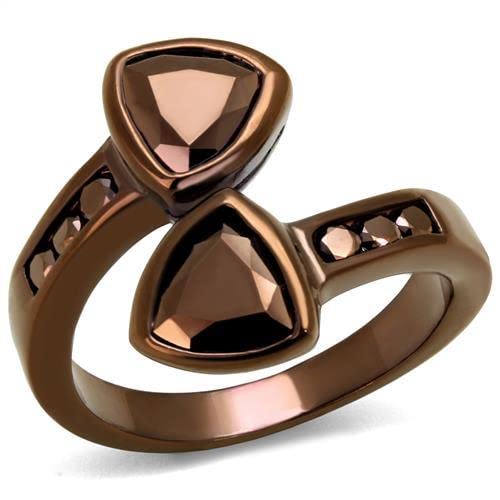 Zawadee Coffee Light Brass Ring with AAA GRD CZ Stones - Elegant Jewelry for Women, Perfect for Casual Wear, Office & Special Occasions