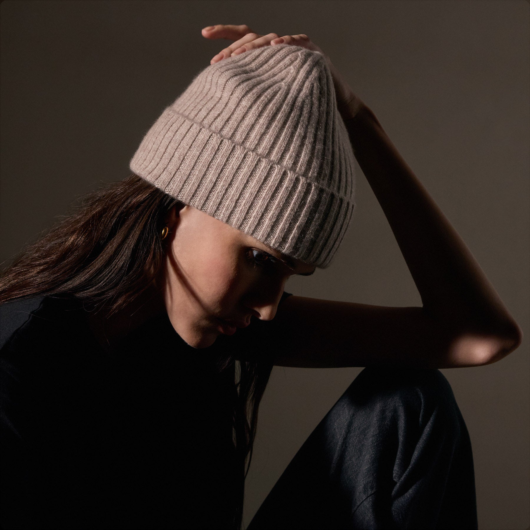 Eco-Friendly Recycled Cashmere Ribbed Beanie - Soft Stone Color Winter Hat for Men & Women - Perfect for Skiing, Hiking and Cold Weather Outdoor Activities