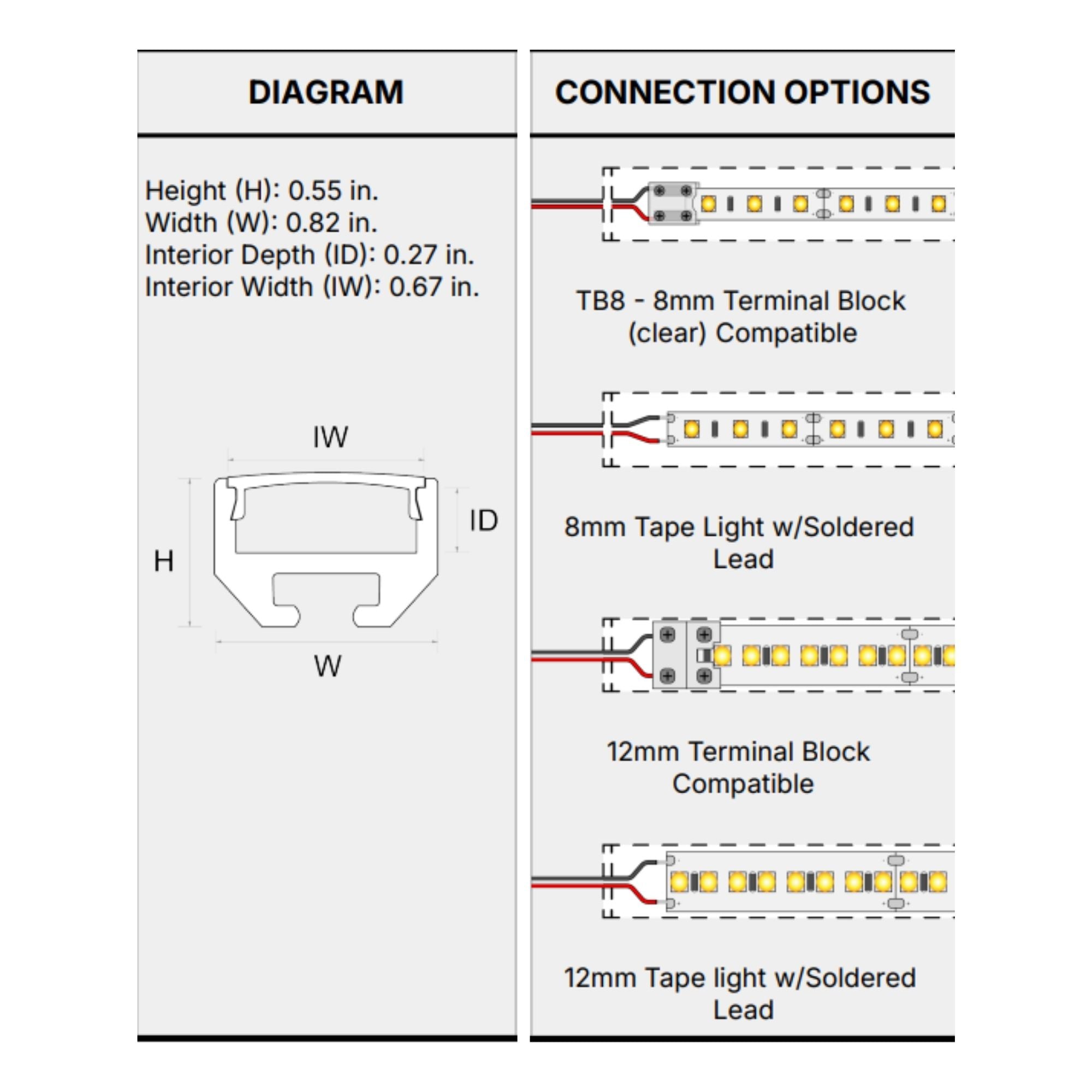 48 Square LED Channel - Durable Aluminum Profile for LED Strip Lights - Perfect for Home, Office, and Commercial Lighting Projects