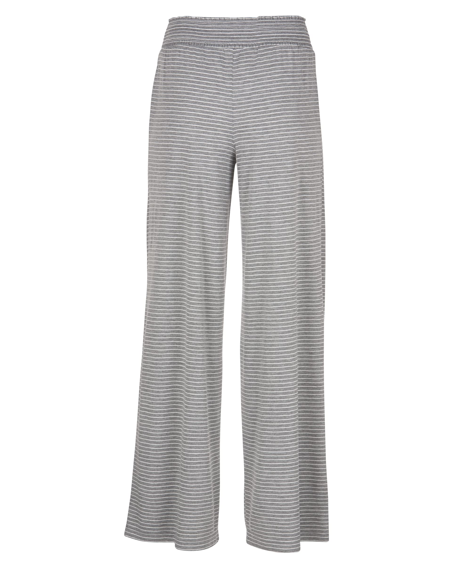 Boxercraft Evelyn Wide Leg Pants for Women - High Waisted Shirred Ruffled Waistband, Oxford White, Comfortable Stretch Fabric - Perfect for Office, Casual Wear & Special Occasions