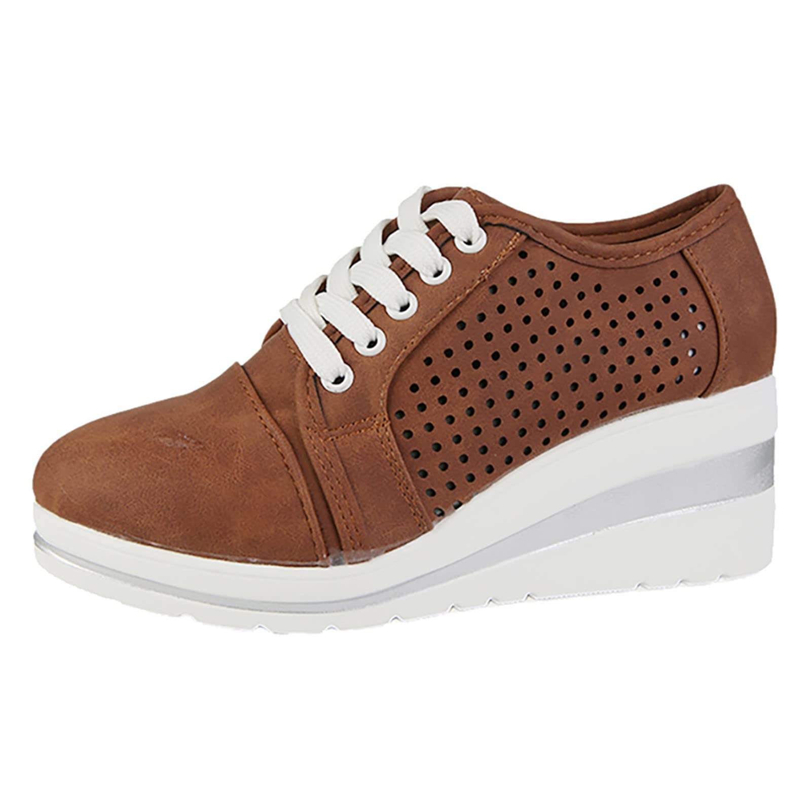 Women's Roman Style Large Size Hollow Out Wedge Sneakers - Slip On Comfortable Casual Shoes for Height Increase | Perfect for Summer Outfits, Beach Walks & Everyday Wear