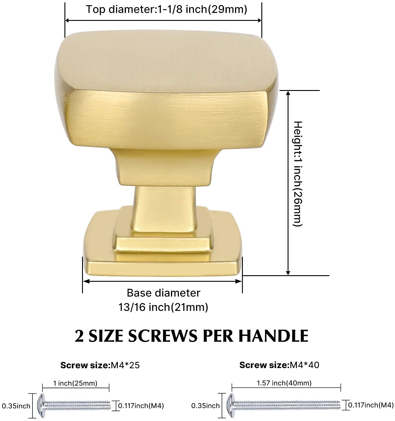 15 Pack Gold Cabinet Knobs - Brushed Gold Square Drawer Pulls for Dresser, Kitchen Cabinets & Furniture Hardware - Perfect for Home Renovation & DIY Projects