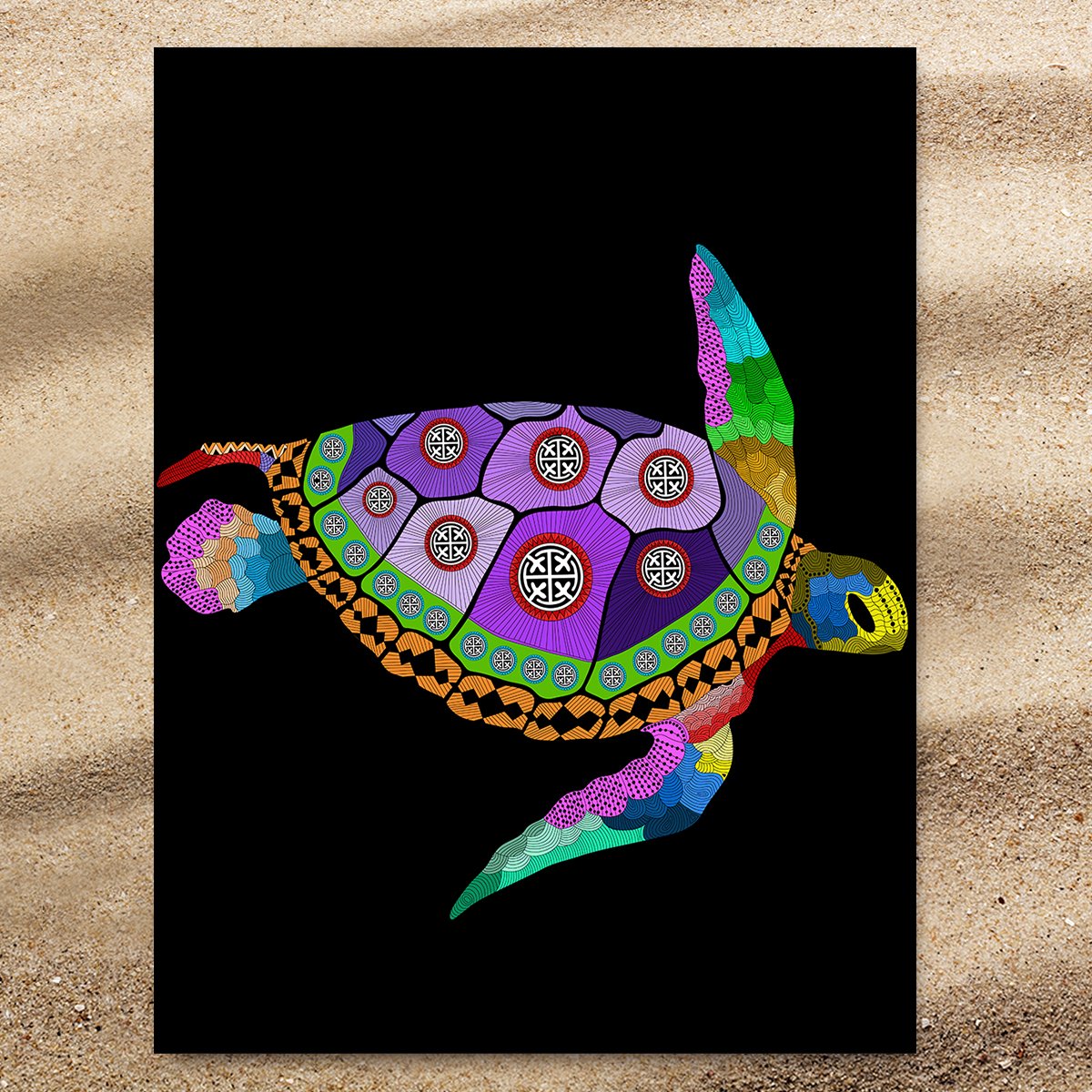Free Spirit Turtle Extra Large Beach Towel - Soft, Absorbent & Quick-Drying for Pool, Yoga, Picnics & Outdoor Adventures