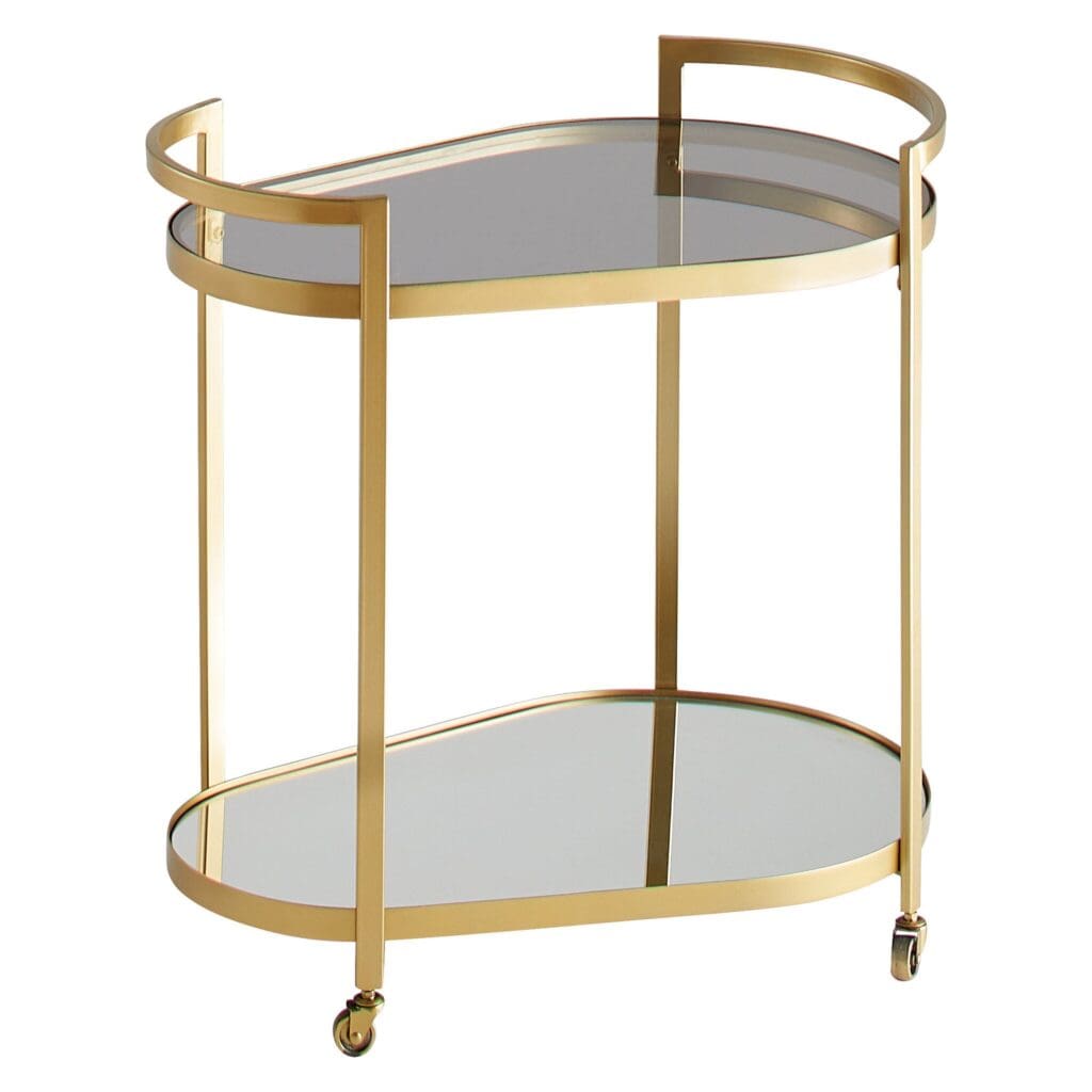 Cyan Design 11437 Cosmo Bar Cart in Gold - Stylish Rolling Drink Cart for Home Bar, Living Room, or Party Serving - Perfect for Cocktails, Wine, and Beverage Storage