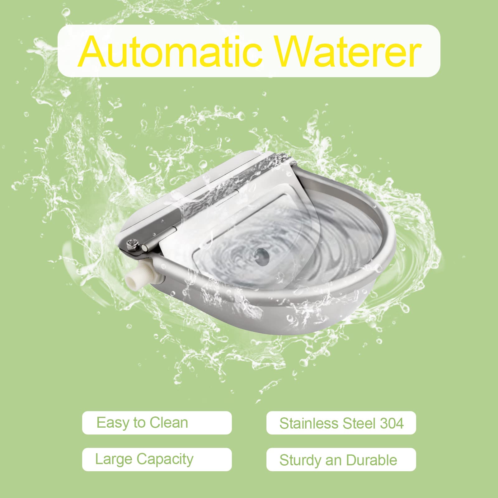 Automatic Livestock Water Bowl with Float Valve - Self-Filling Waterer for Horses, Goats, Pigs, Dogs - Durable Animal Drinking Bowl for Barns, Farms & Pastures - Perfect for Stable, Ranch & Outdoor Use